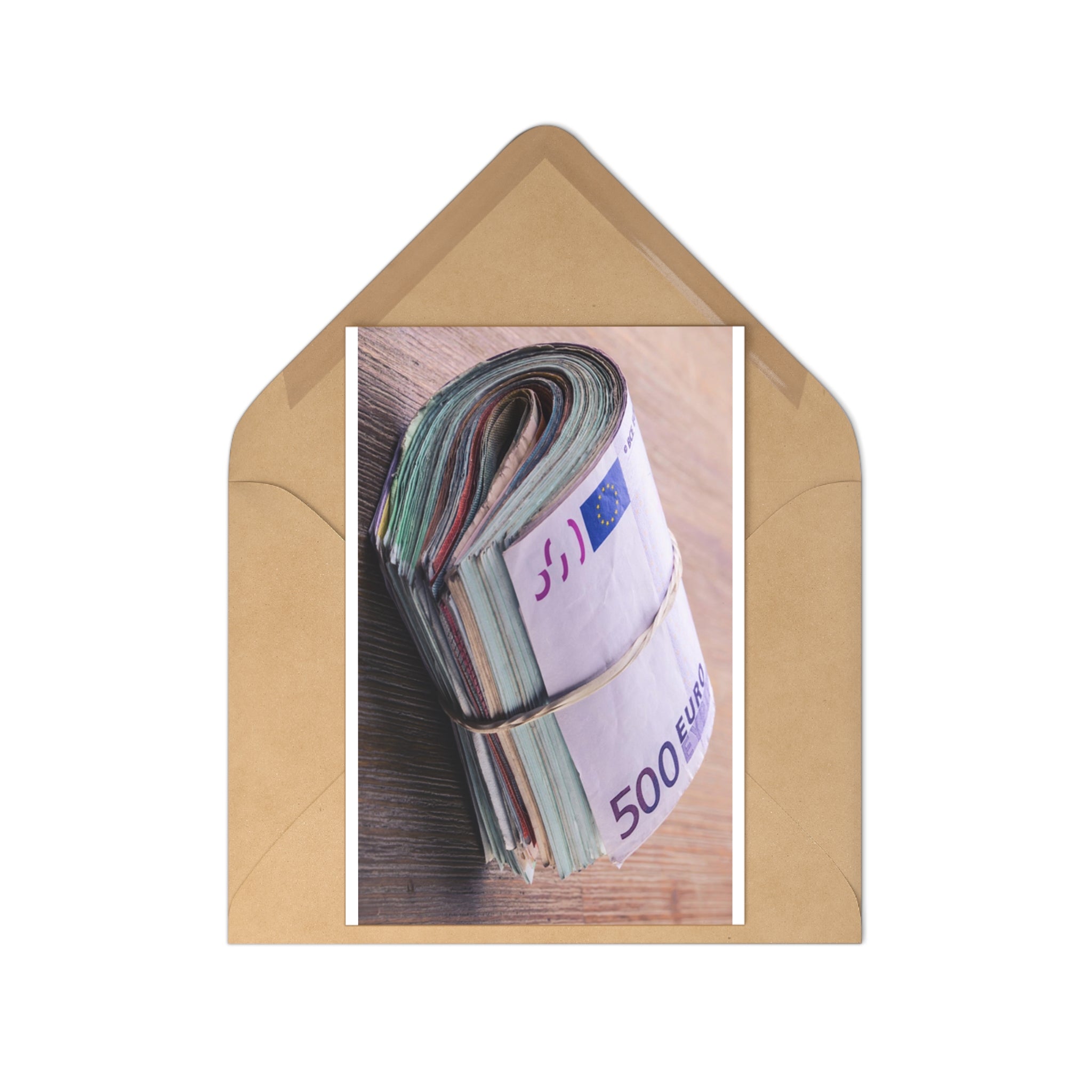 Rolled 500 Euro Stack Postcards