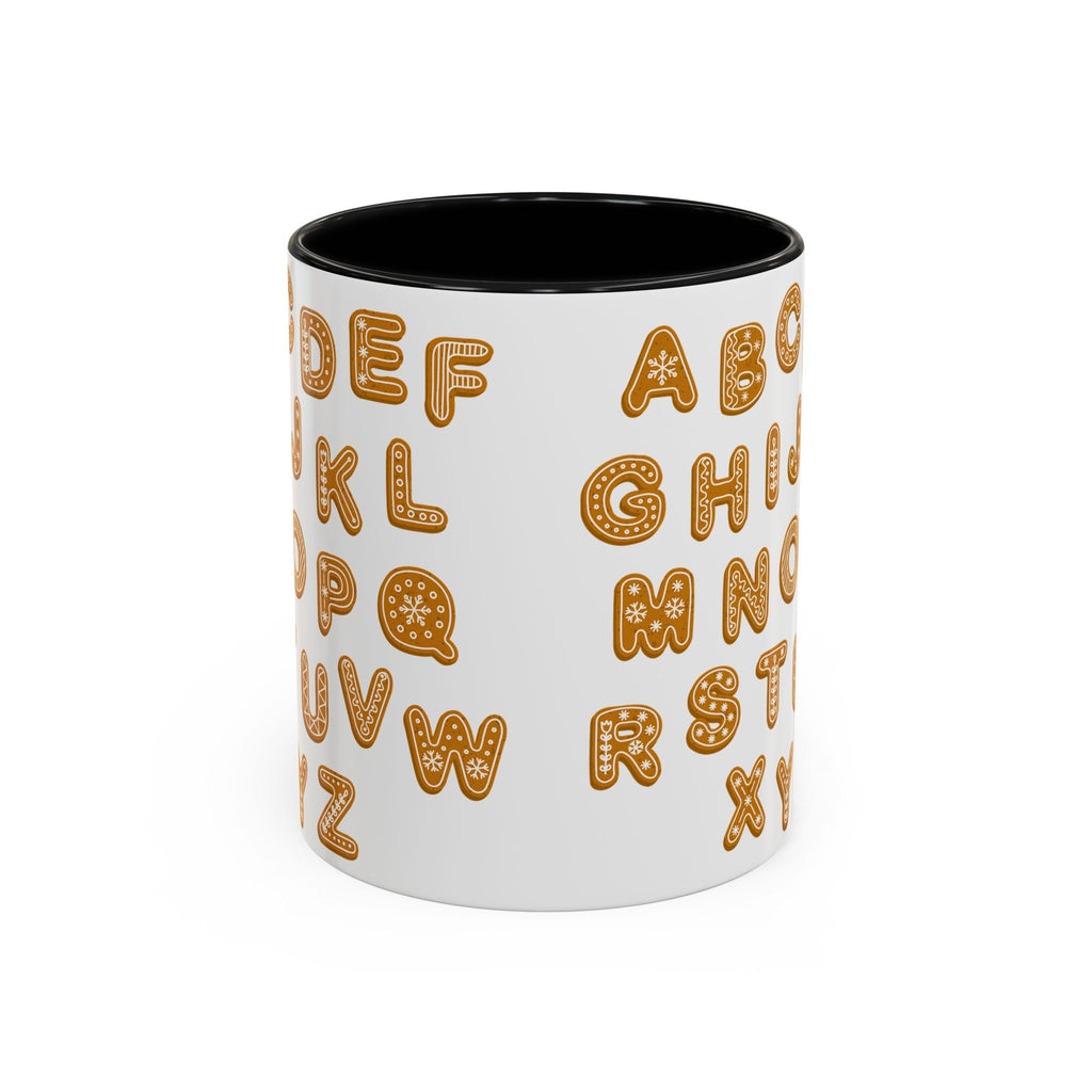 Lebkuchen-Alphabet-Tasse Akzent-Kaffeetasse | Keksbuchstaben-Muster