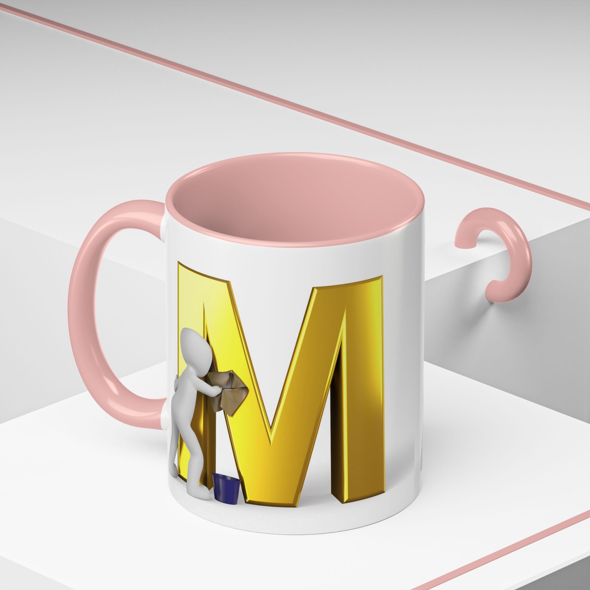 Goldfarbene Buchstabe M mit Farbklecks-Akzent Tasse | Kaffeetasse