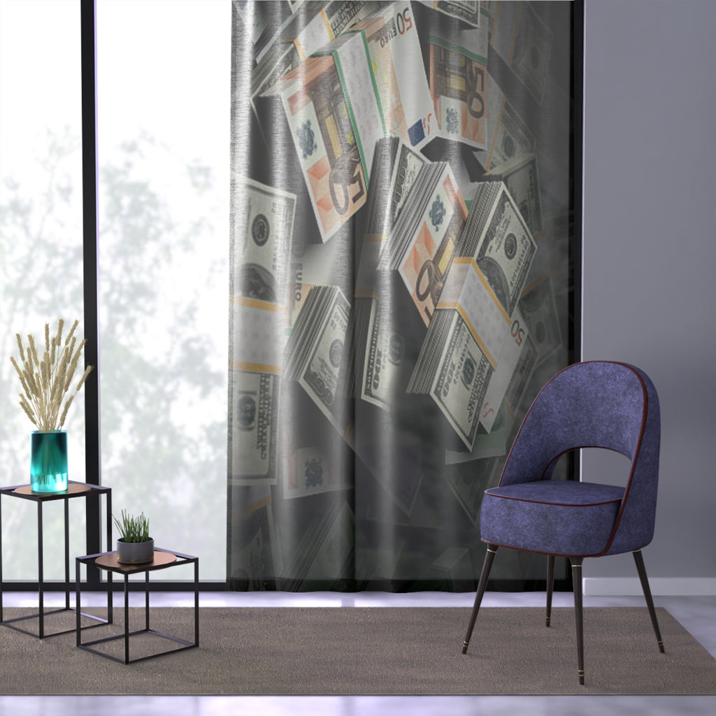 Falling Money Window Curtain | Cash Stack Curtain, Dollar Bill Sheer Panel