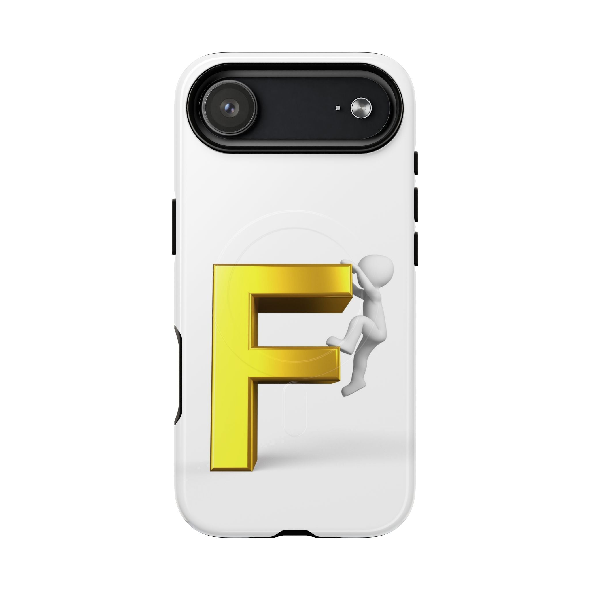 3D Gold Letter F Climber Phone Case | Magnetic Tough Case