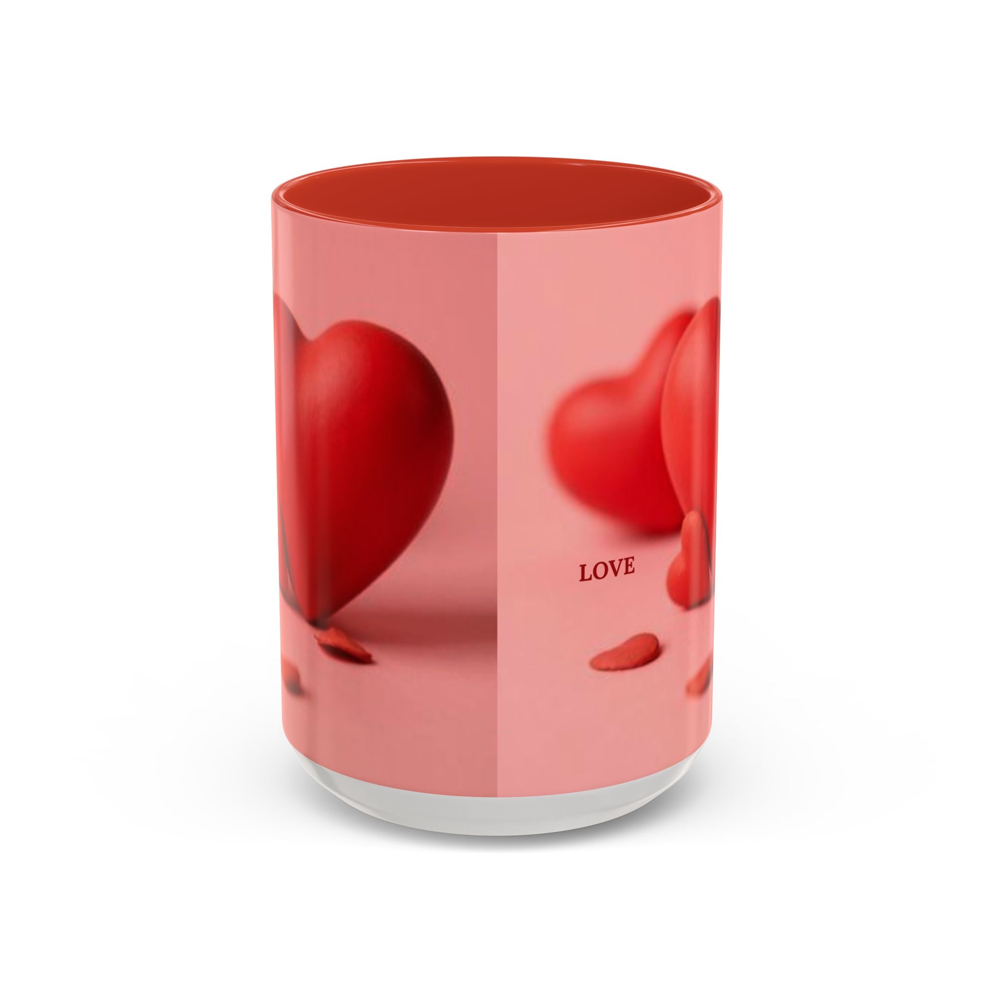Red Heart Love Design Accent Coffee Mug | Valentine Heart Ceramic Mug