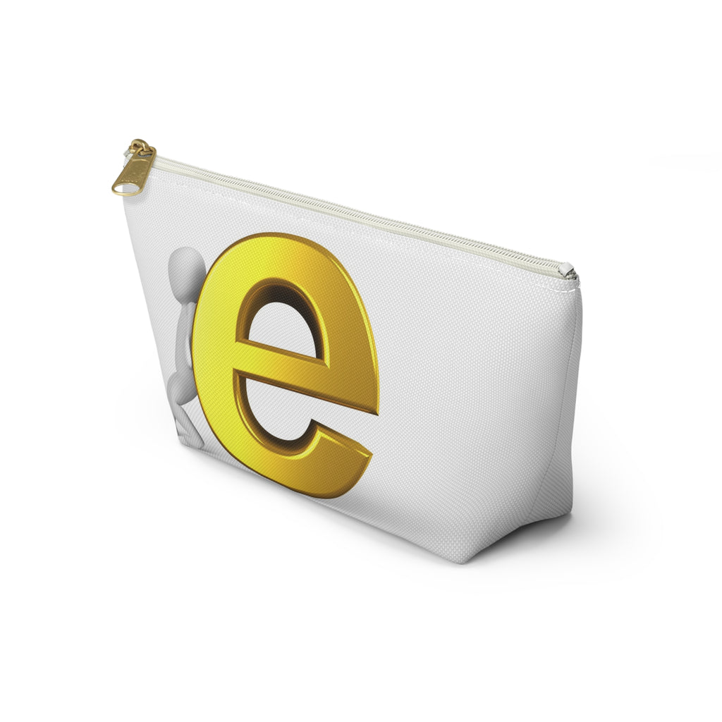 Gold Letter E Graphic Accessory Pouch | T-Bottom Zipper Pouch