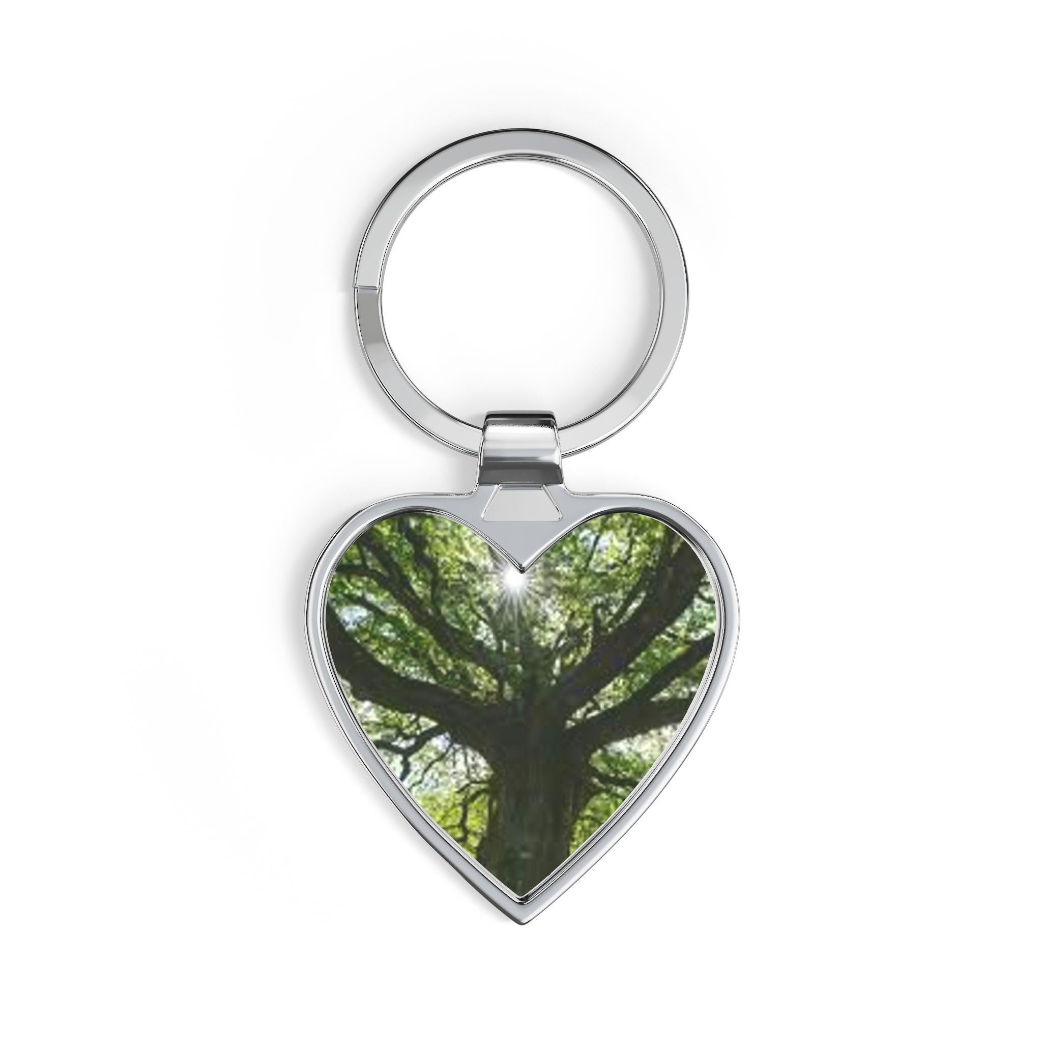 Tree Canopy Heart Keychain | Nature Photography, Green Leaves