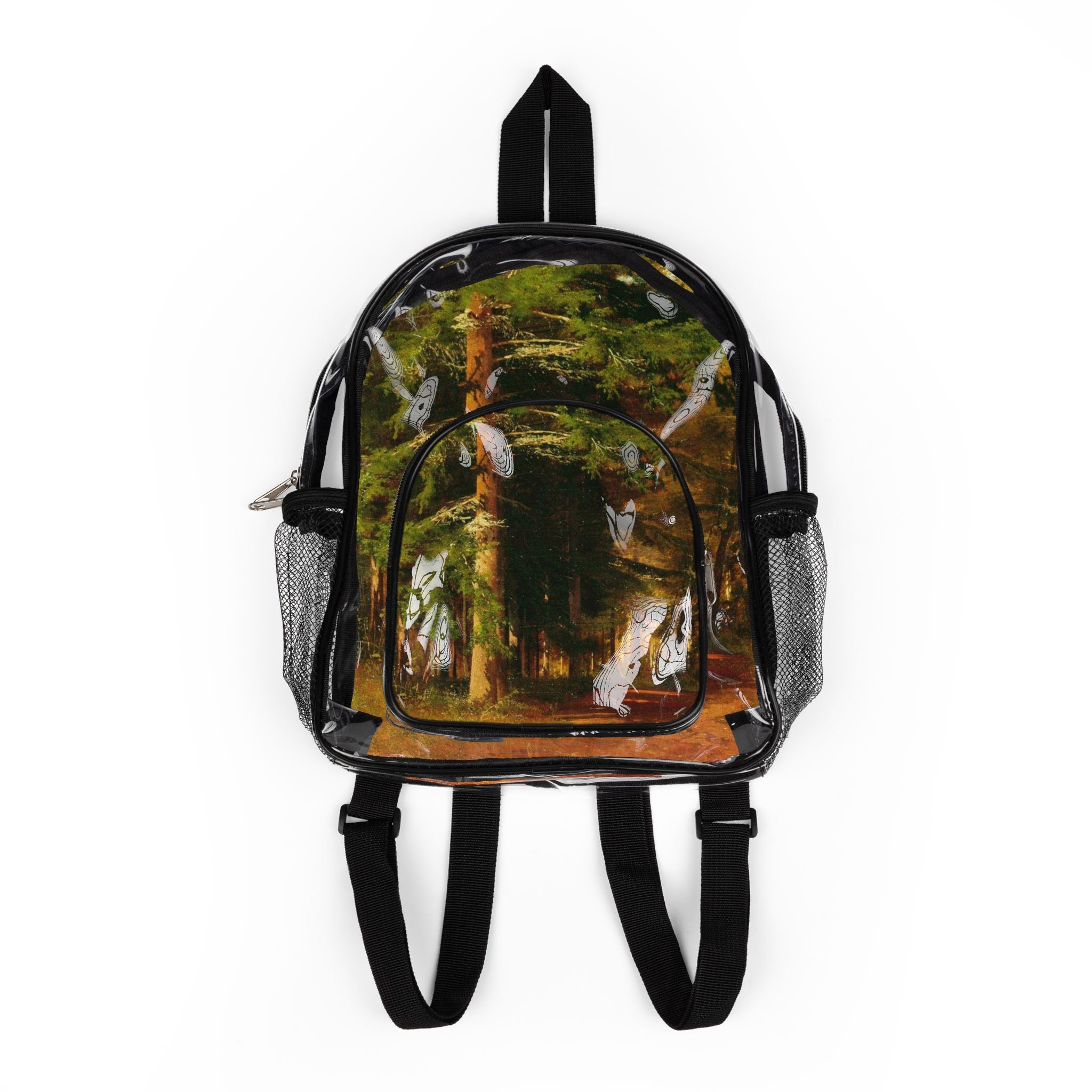 Clear Stadium Backpack / Transparent Forest Print Security Friendly Bag for Events & School