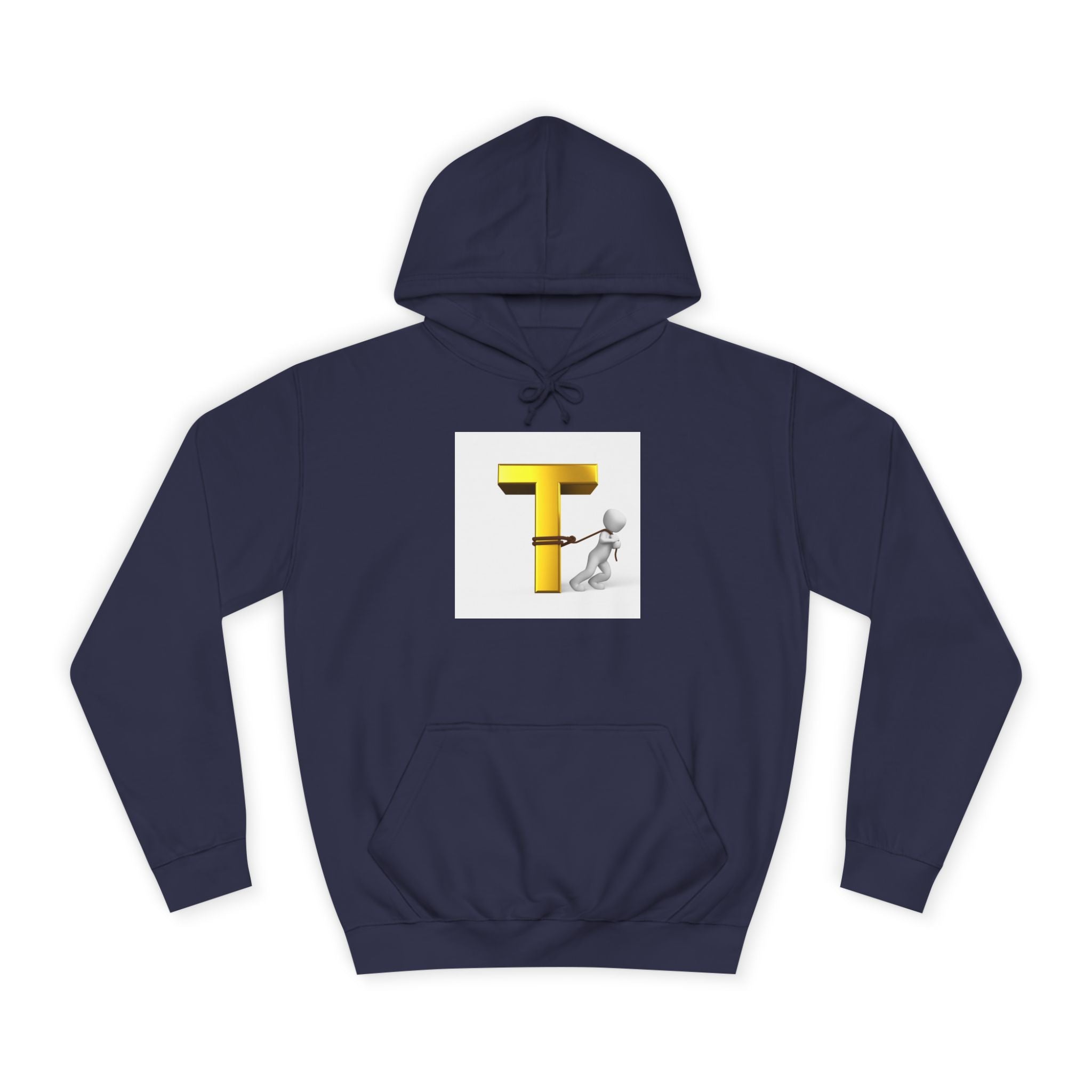 Letter T Mascot Pulling Block T Hoodie | Monogram Initial T Sweatshirt