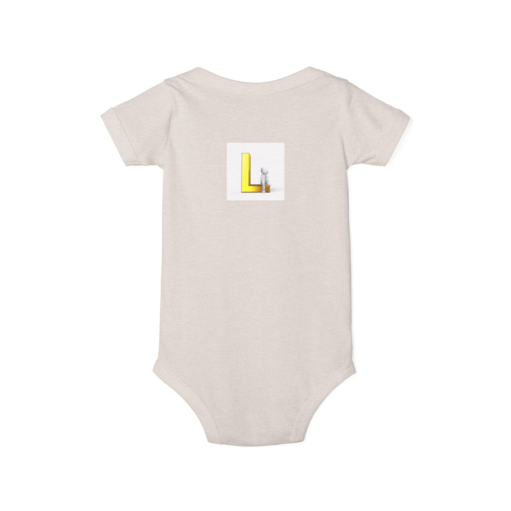 Yellow Block Letter L with Little Lamb Infant Onesie