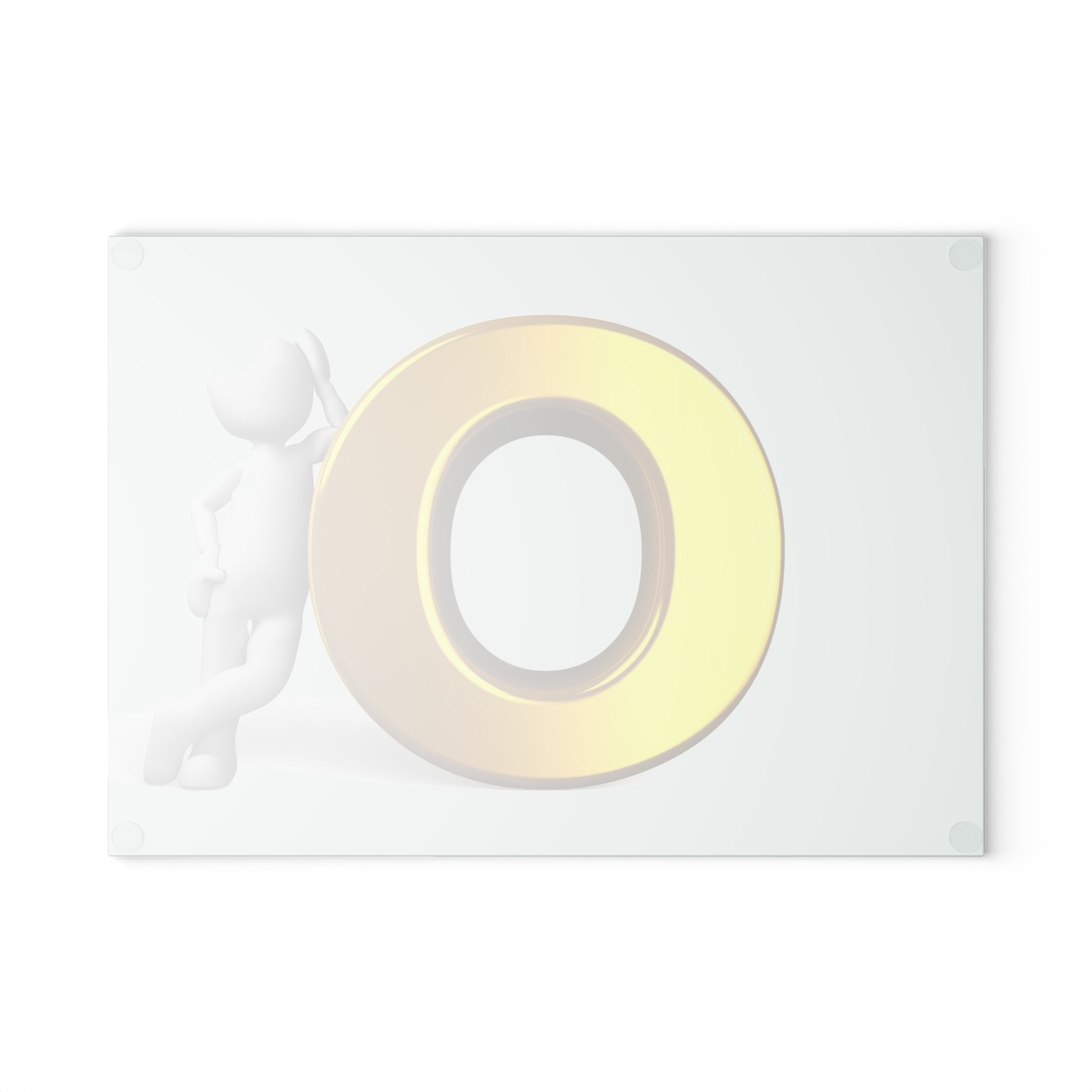3D Gold Letter O  Character Glass Cutting Board | Decorative Kitchen Prep Surface