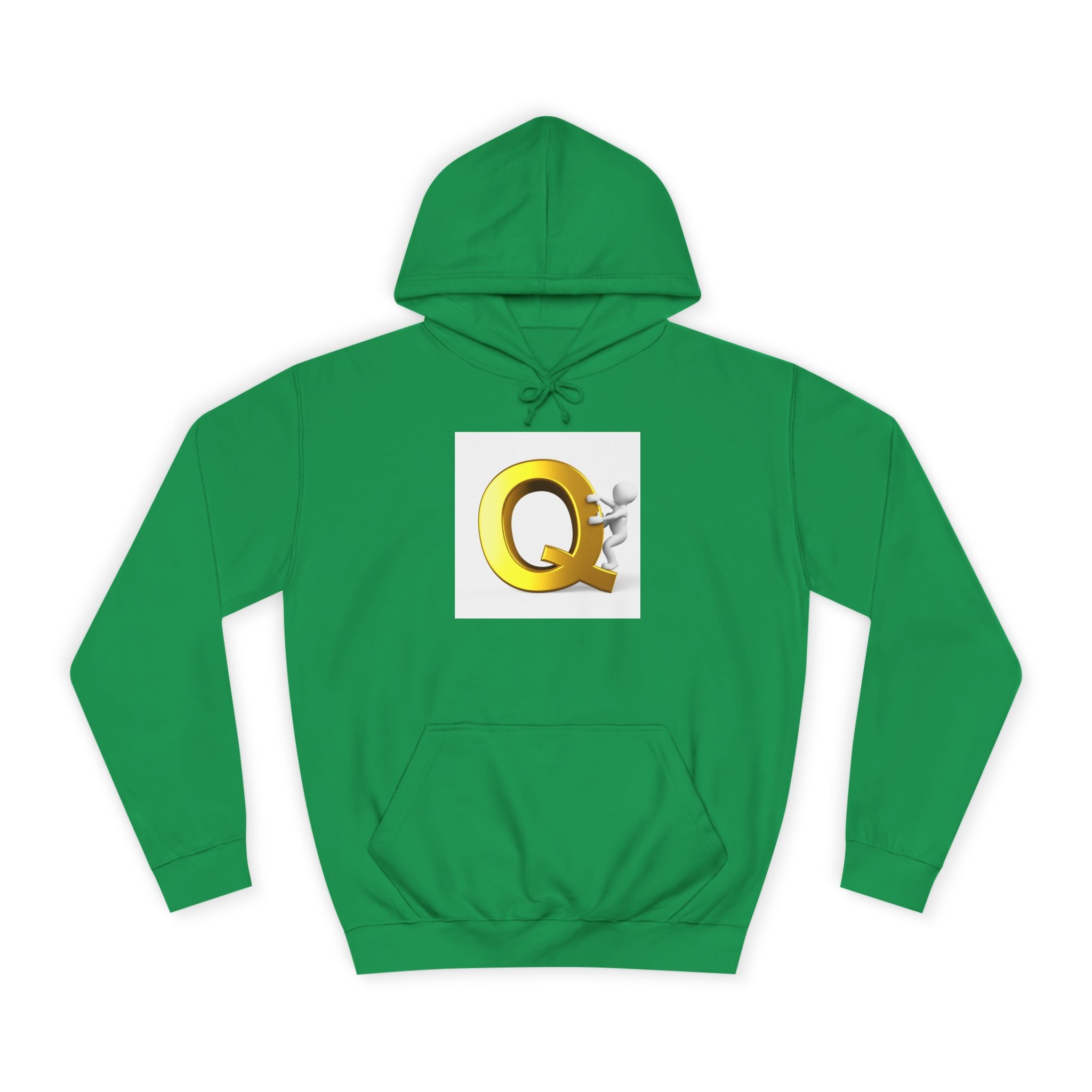 Golden Q Letter Hoodie | 3D Character Climbing Initial Sweatshirt