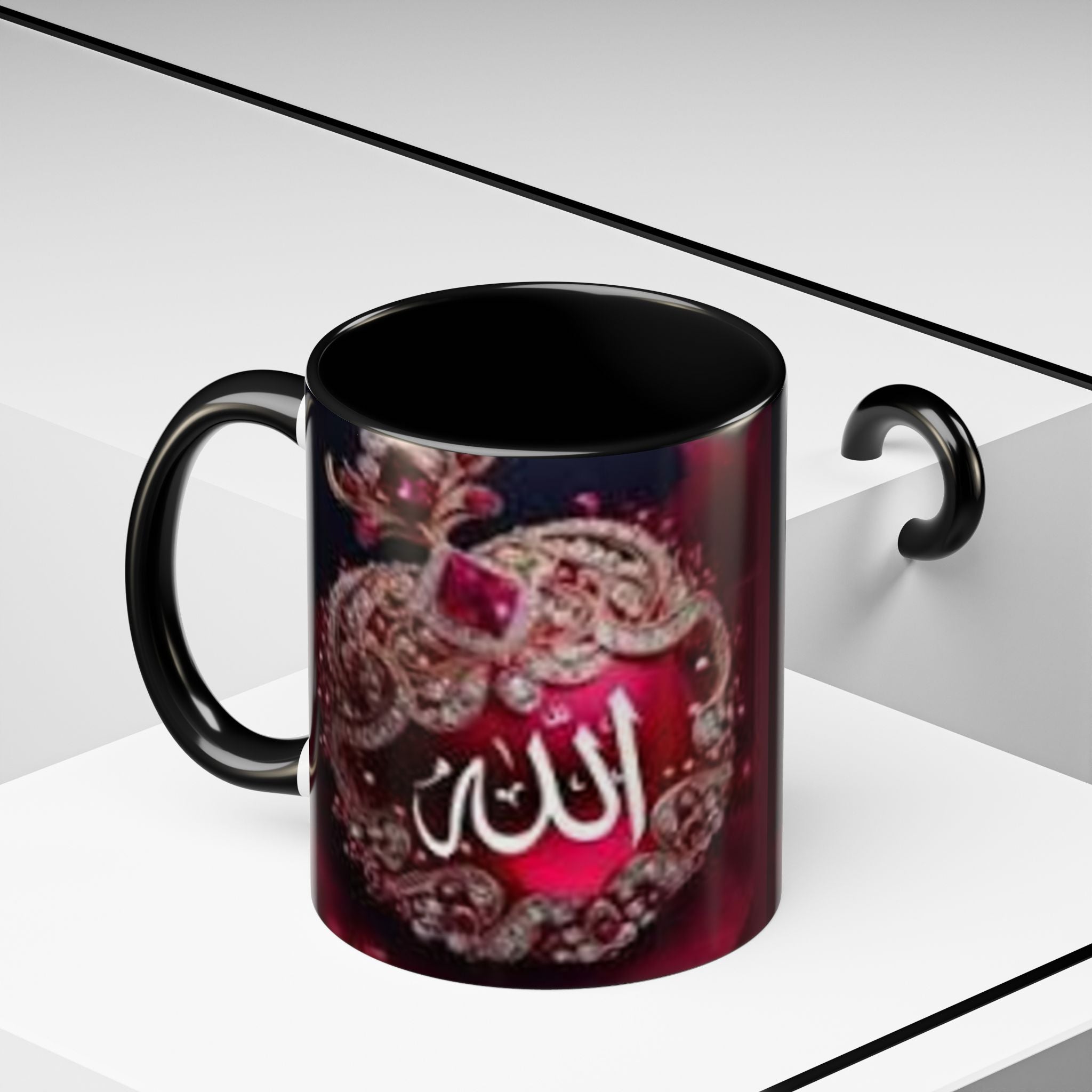 Arabic Calligraphy 'Allah' Ornament Accent Coffee Mug | Islamic Faith Mug