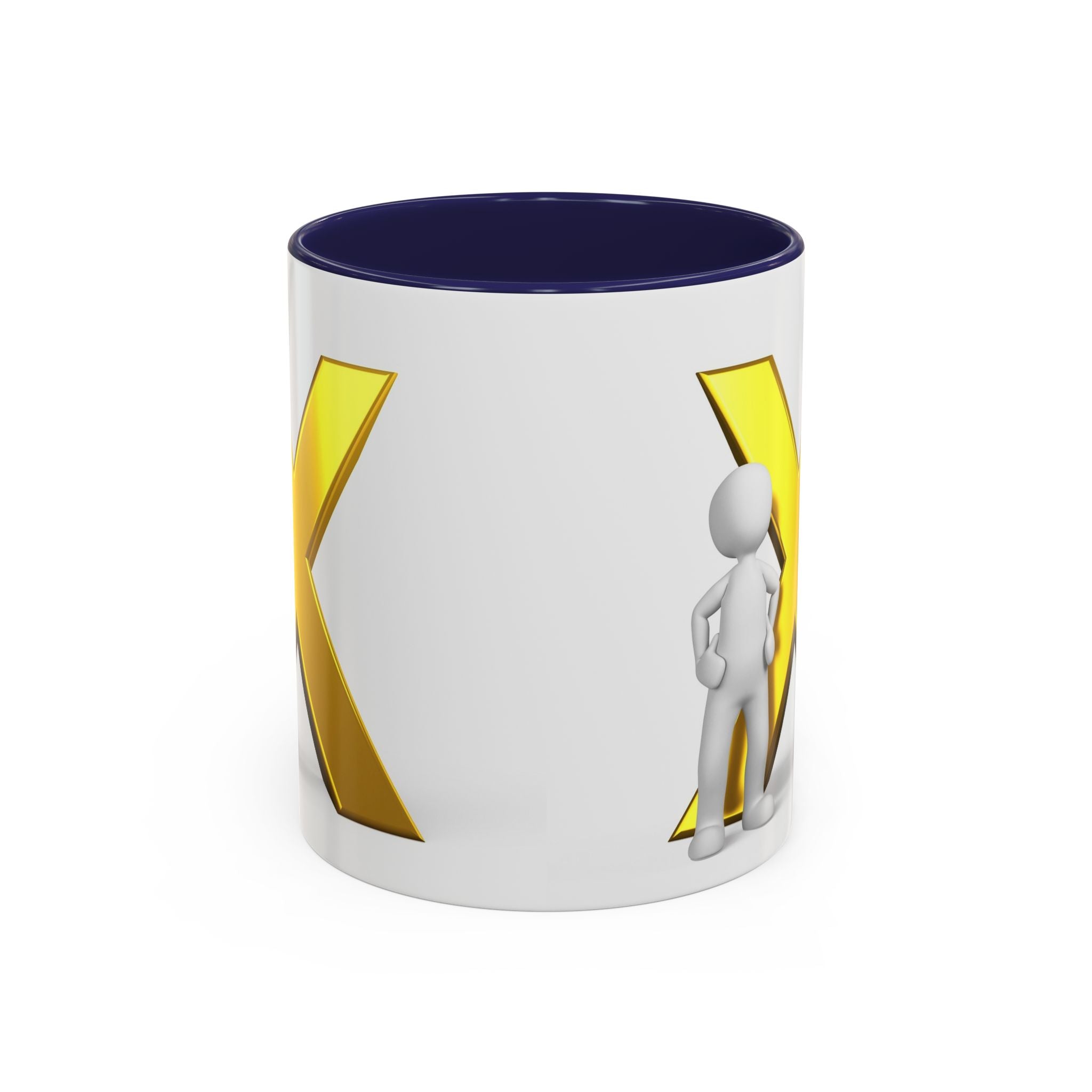 Mug à anse avec lettre X dorée et figurine 3D | Mug à café 11oz 15oz
