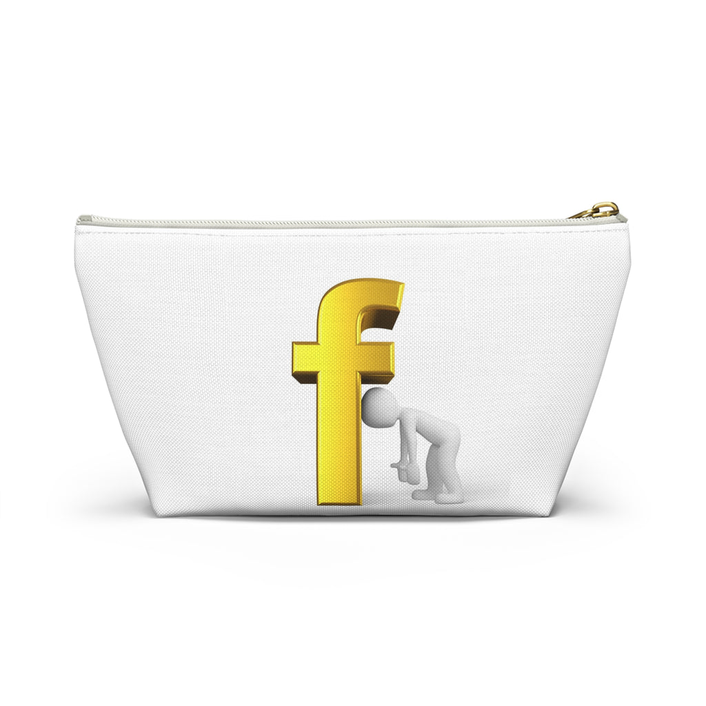 Gold Letter F with Figure Accessory Pouch | Monogram Cosmetic Bag