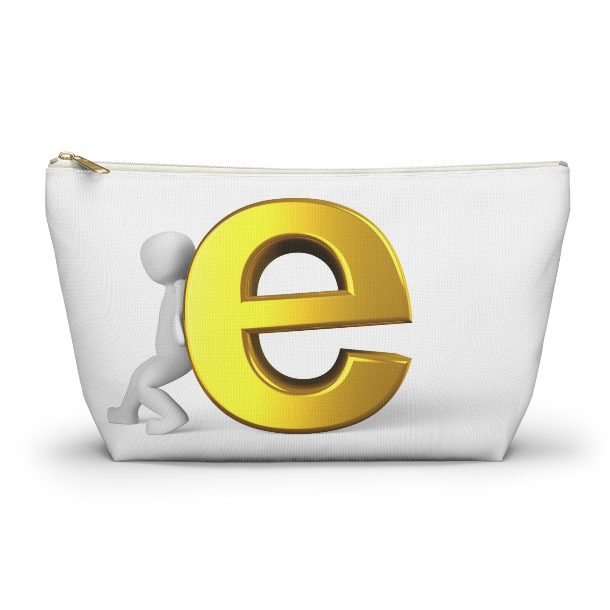 Gold Letter E Graphic Accessory Pouch | T-Bottom Zipper Pouch