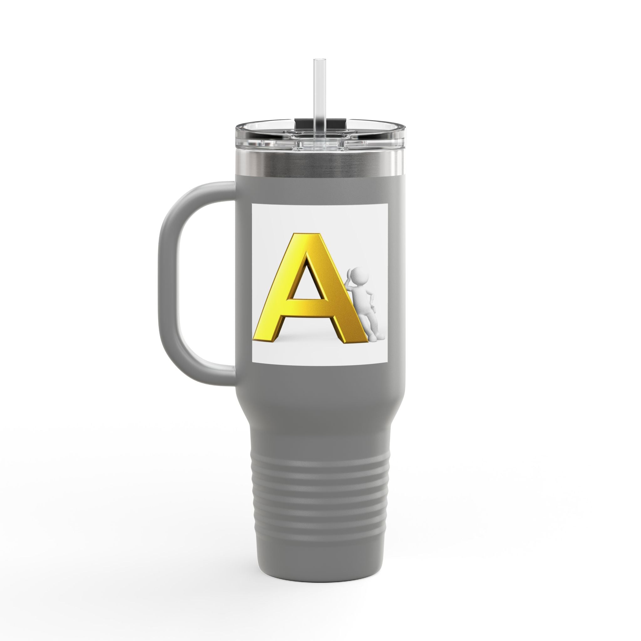 Yellow 3D Letter A Initial Travel Mug | 40oz Insulated Tumbler