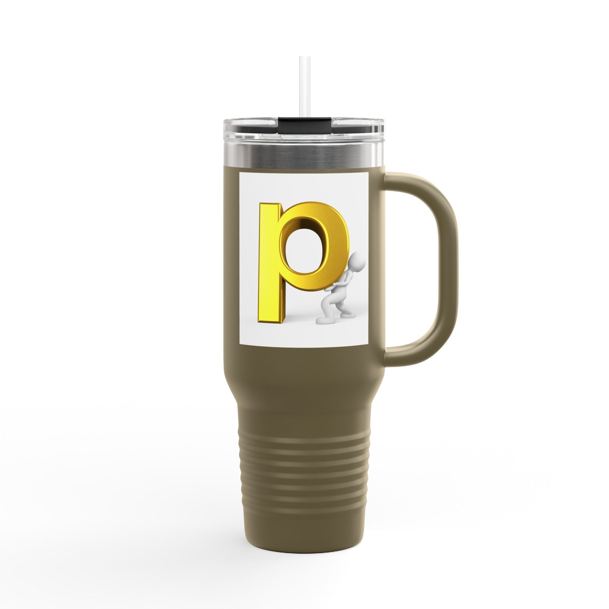 Yellow 3D Letter P Monogram Tumbler 40oz Travel Mug