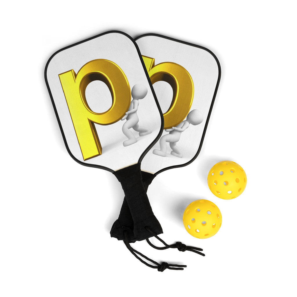 Golden P Letter Design Pickleball Paddle