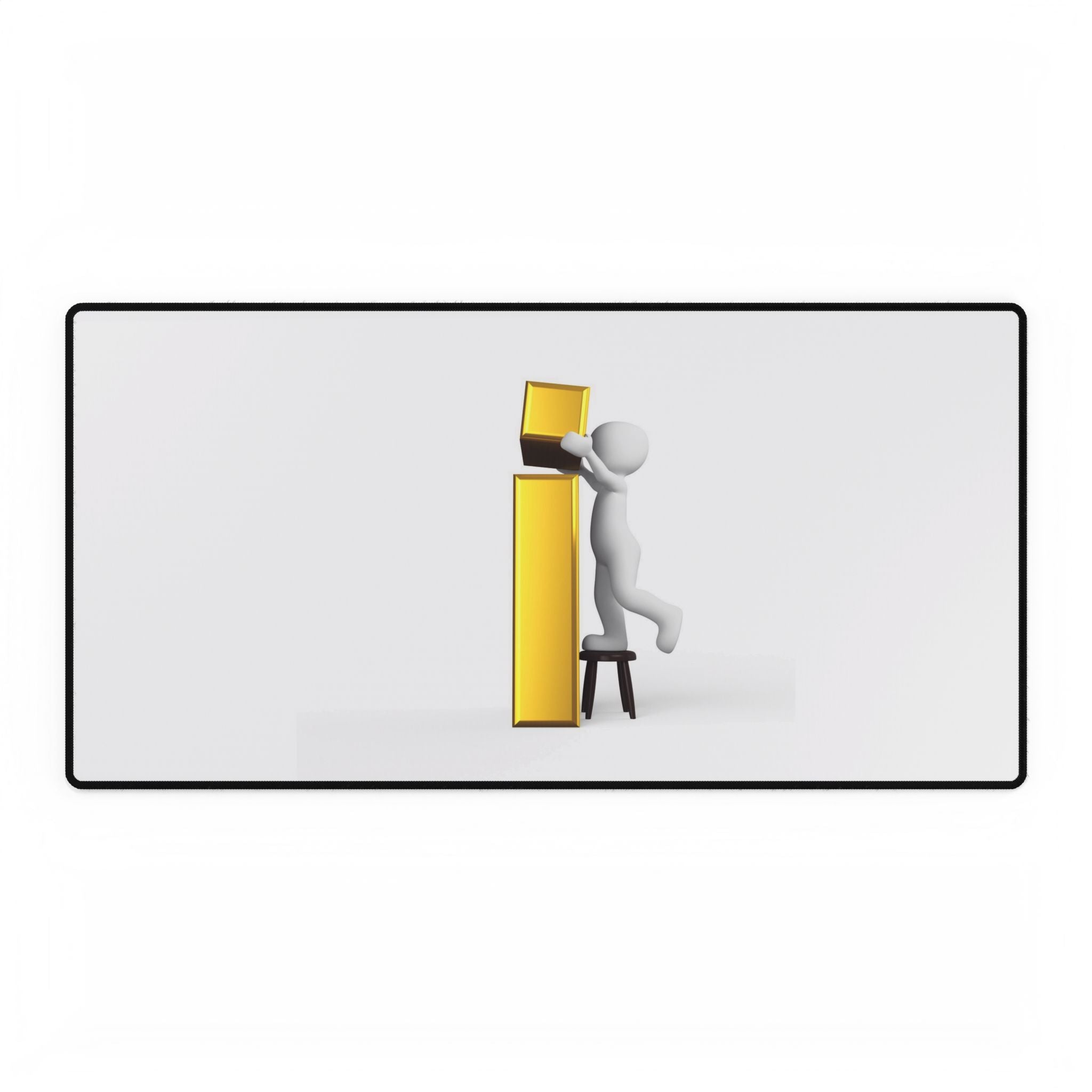 3D Figure Building Gold Letter i Desk Mat | Large Mouse Pad