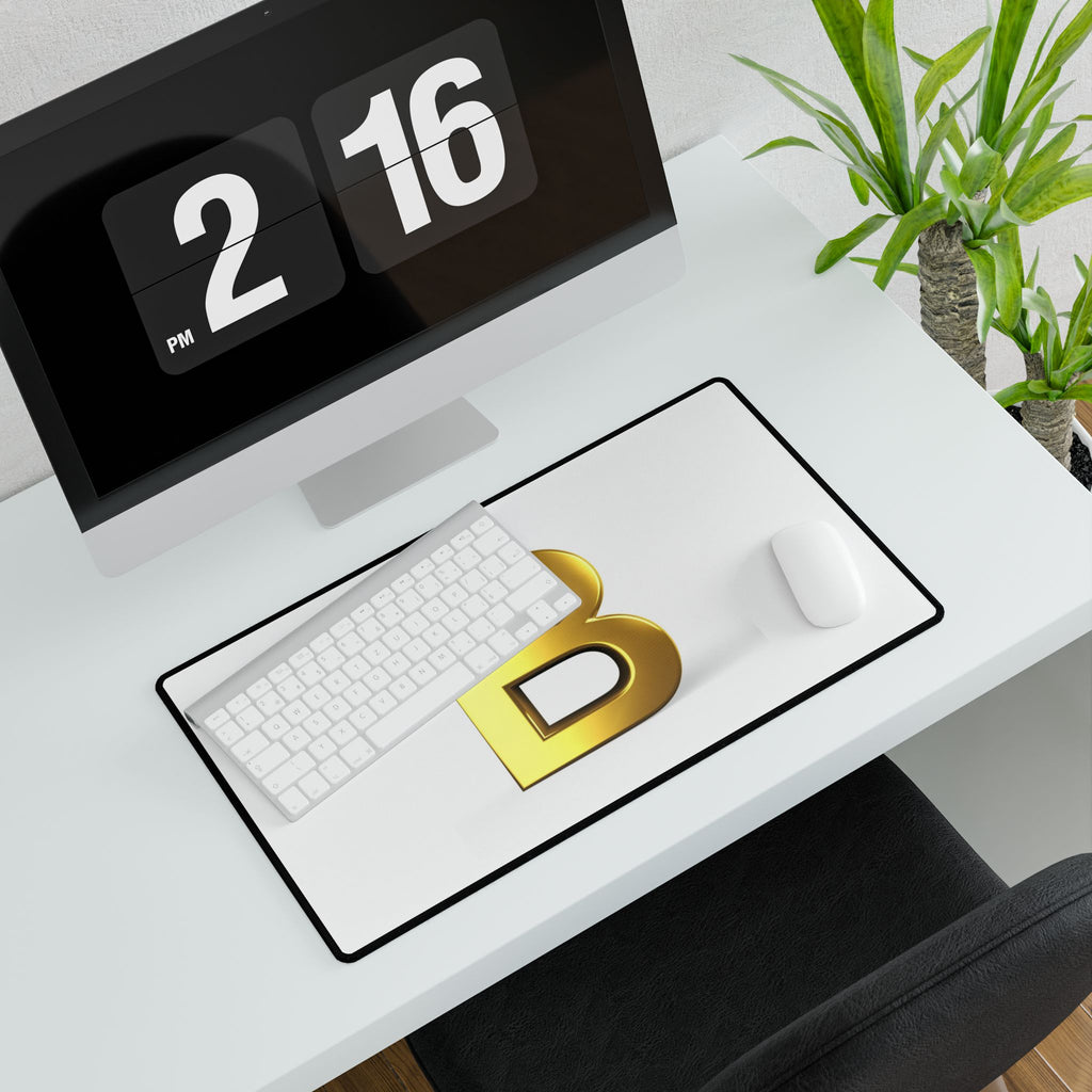 Gold Letter B Desk Mat | Large Keyboard Mouse Pad