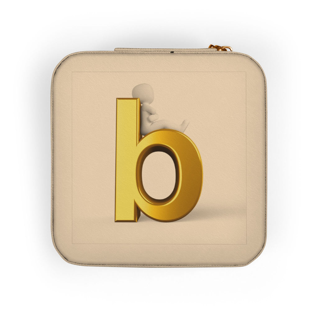 Gold Letter B Jewelry Travel Case | Compact Personalized Ring Earring Organizer