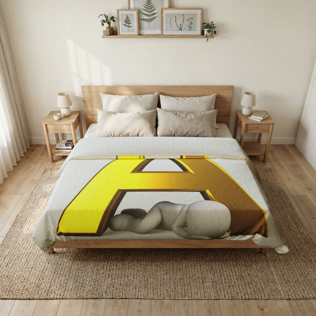 Gold Letter Ä monogram Duvet Cover | Initial typography bedding