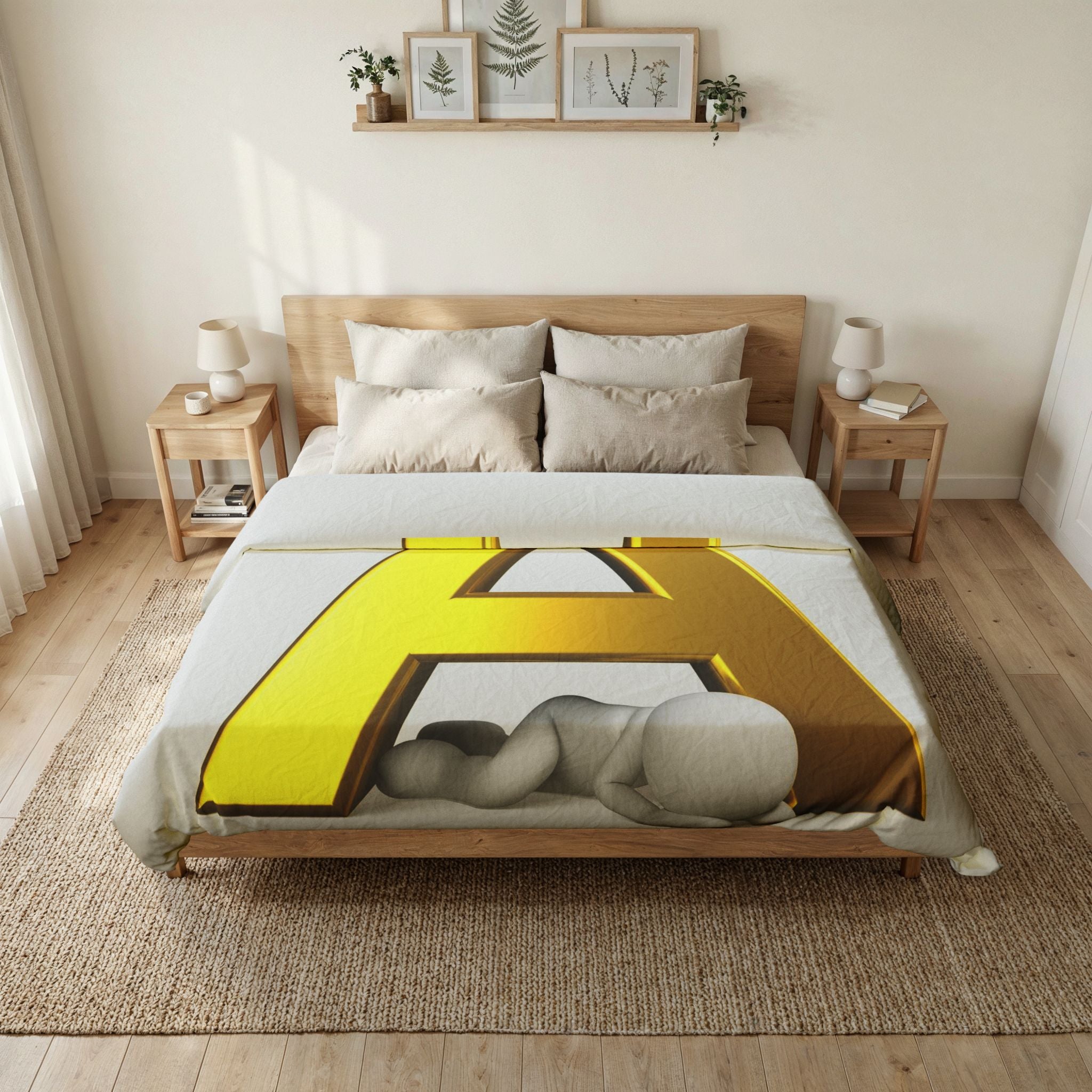 Gold Letter Ä monogram Duvet Cover | Initial typography bedding