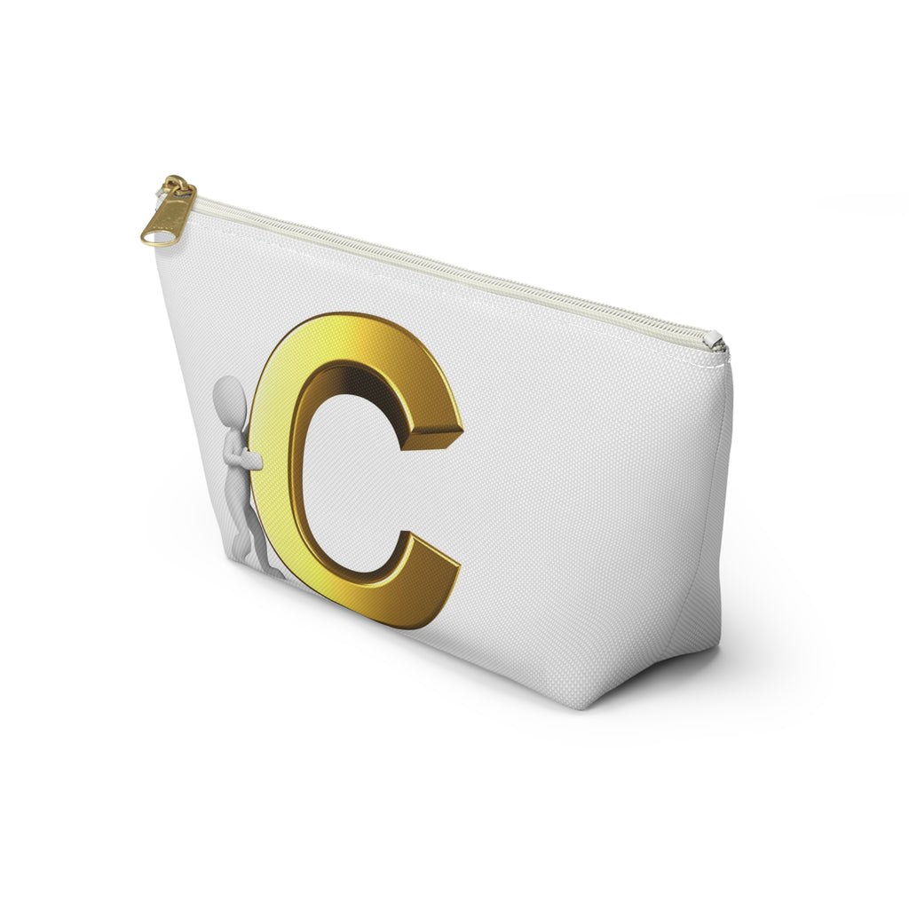 Gold Letter C Monogram Accessory Pouch | Initial Cosmetic Bag