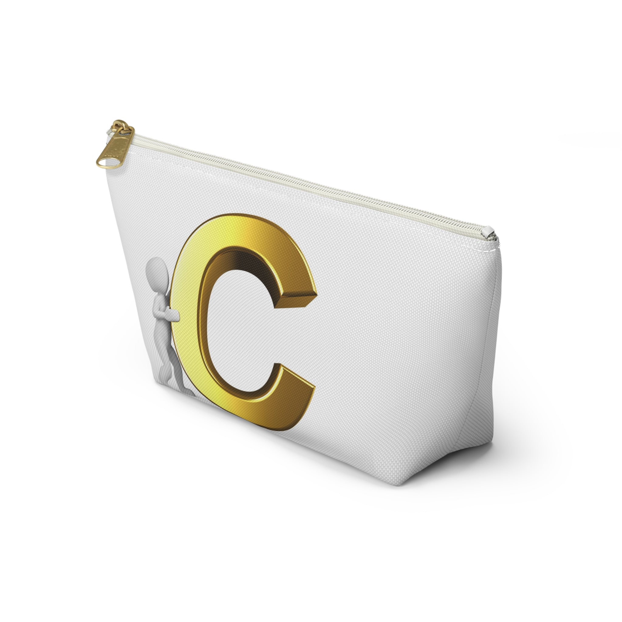 Gold Letter C Monogram Accessory Pouch | Initial Cosmetic Bag