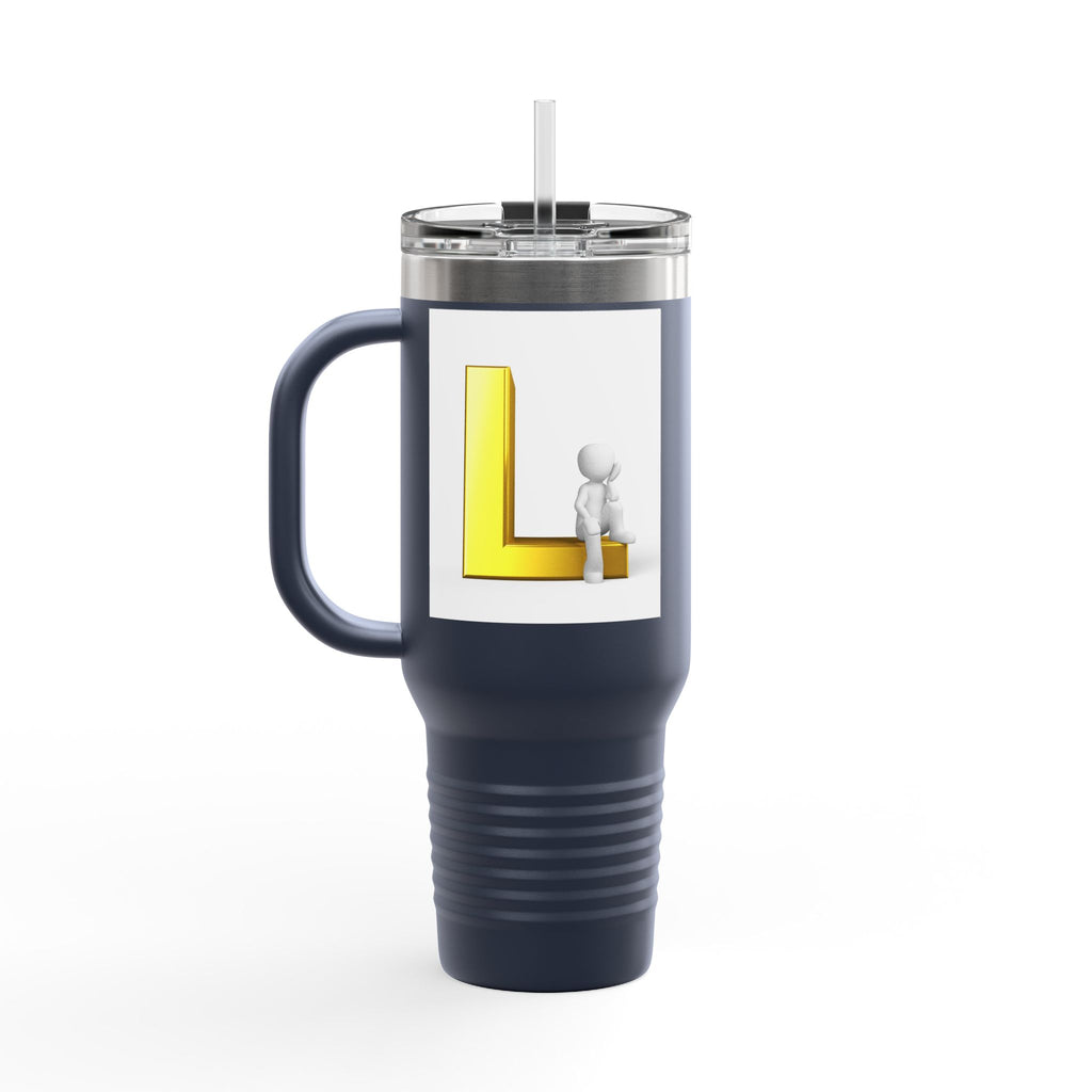 Gold Letter L Monogram Travel Mug | 40oz Insulated Tumbler