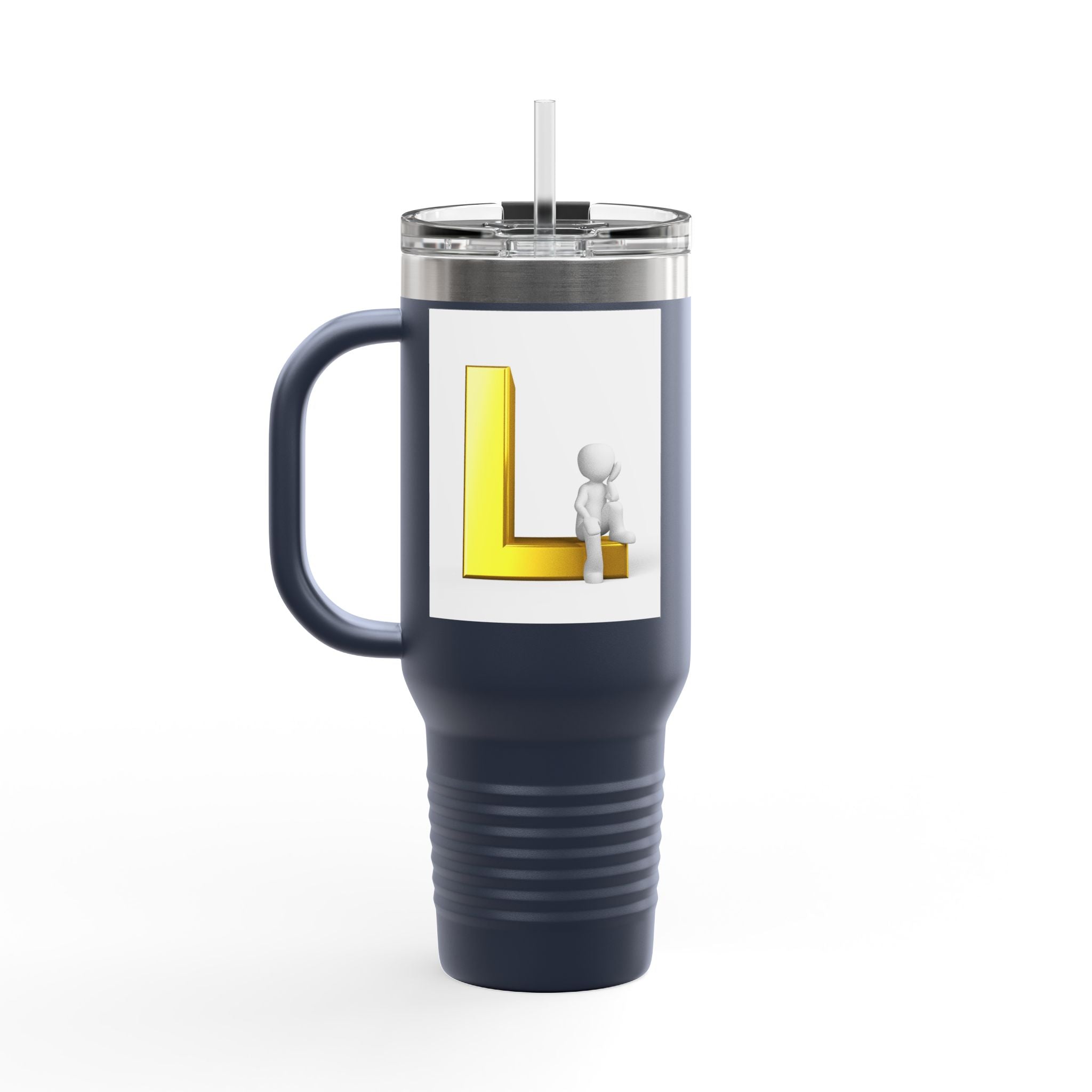 Gold Letter L Monogram Travel Mug | 40oz Insulated Tumbler