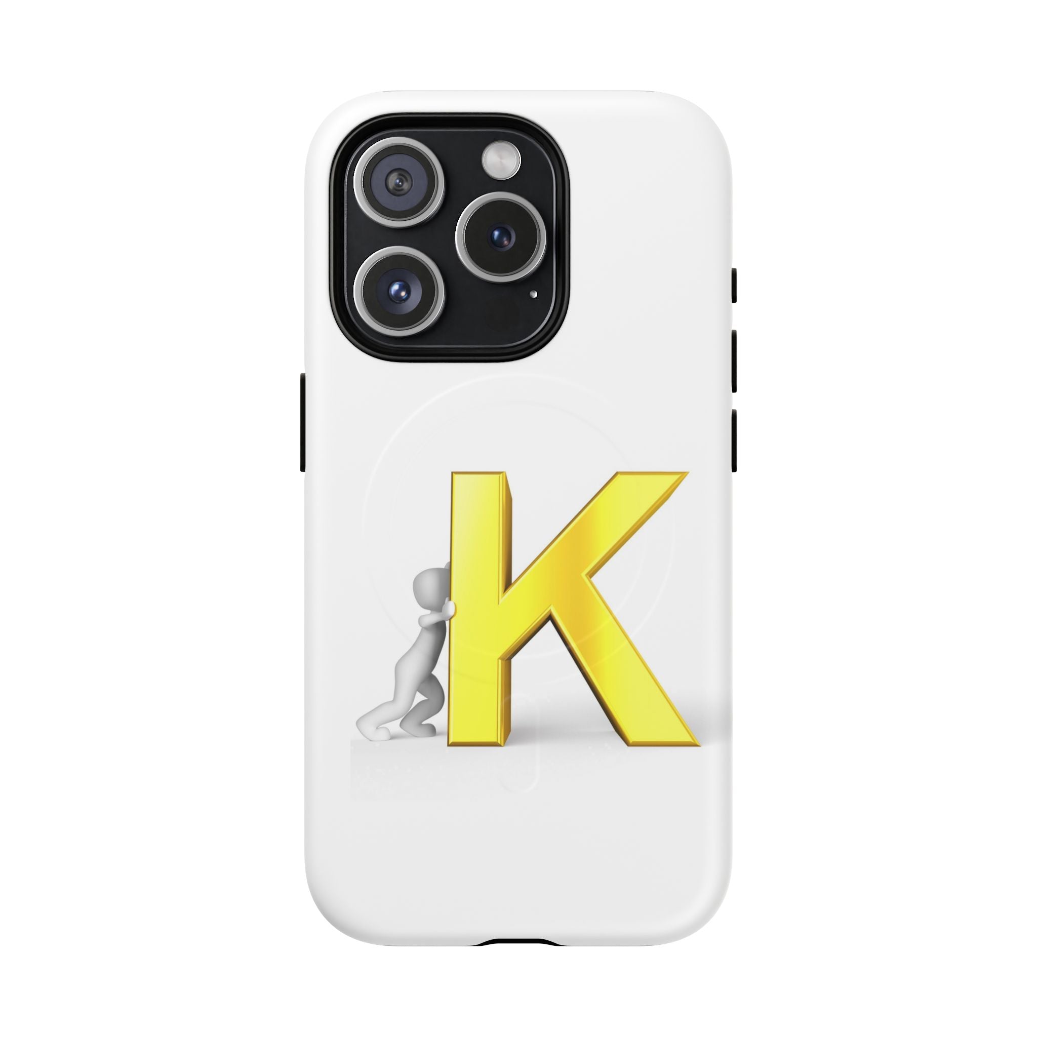 Yellow K Letter Phone Case | Tough Magnetic Case, Monogram Initial K