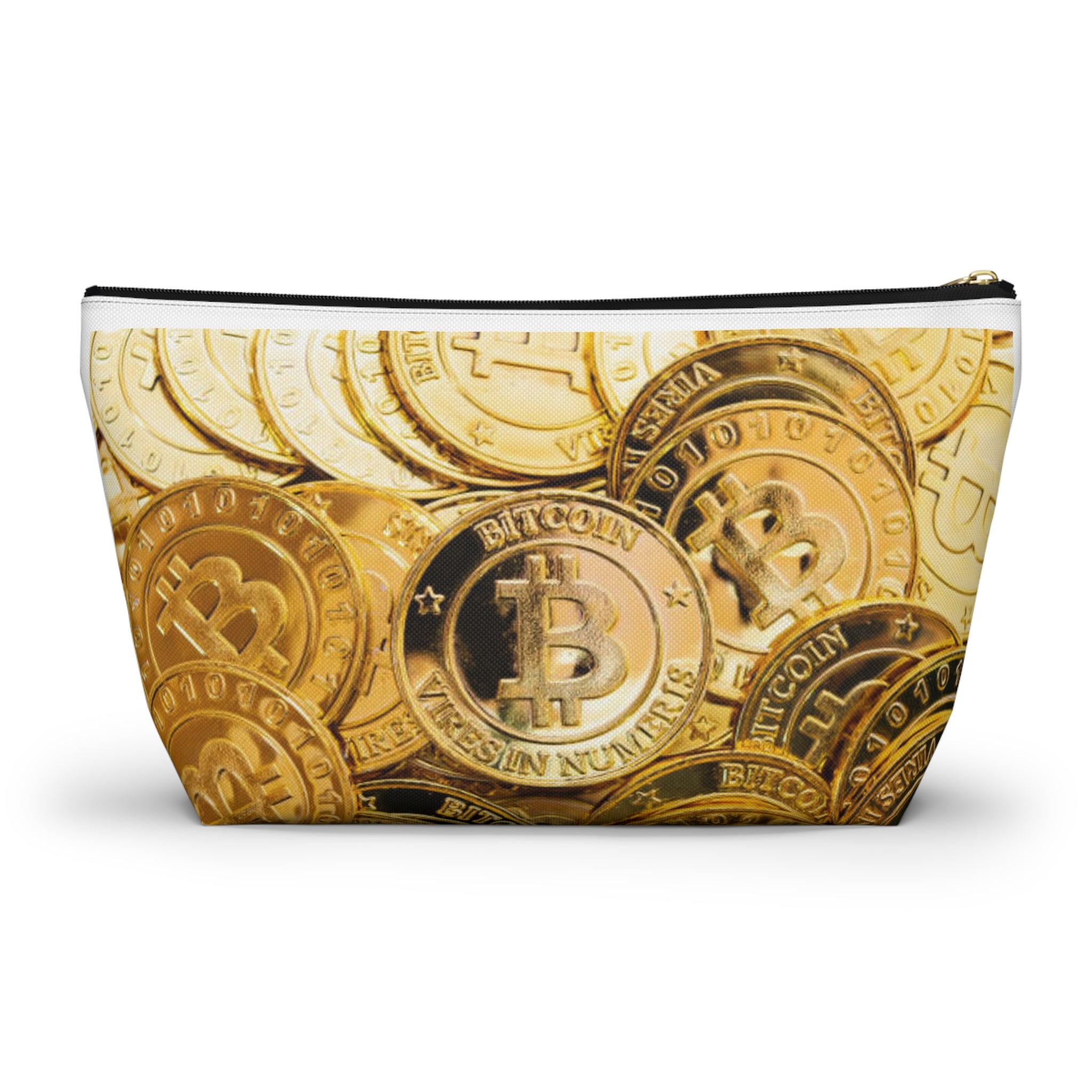 Bitcoin Coin Print Accessory Pouch | T Bottom Cosmetic Bag