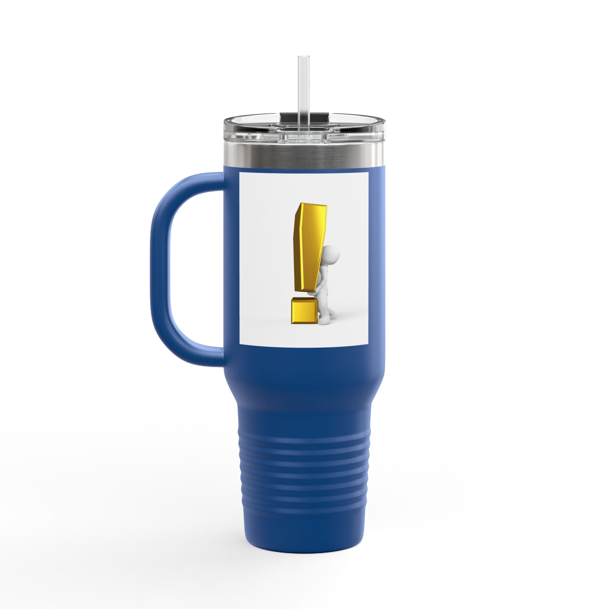 3D Character with Gold Exclamation Mark Travel Mug | 40oz Insulated Tumbler