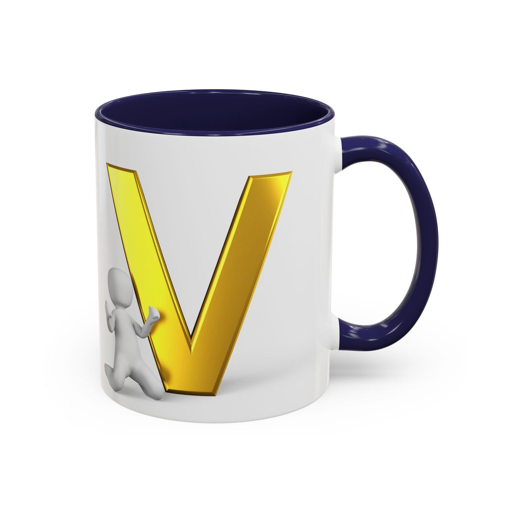 Gold Letter V Mug | Accent Coffee Mug 11oz 15oz