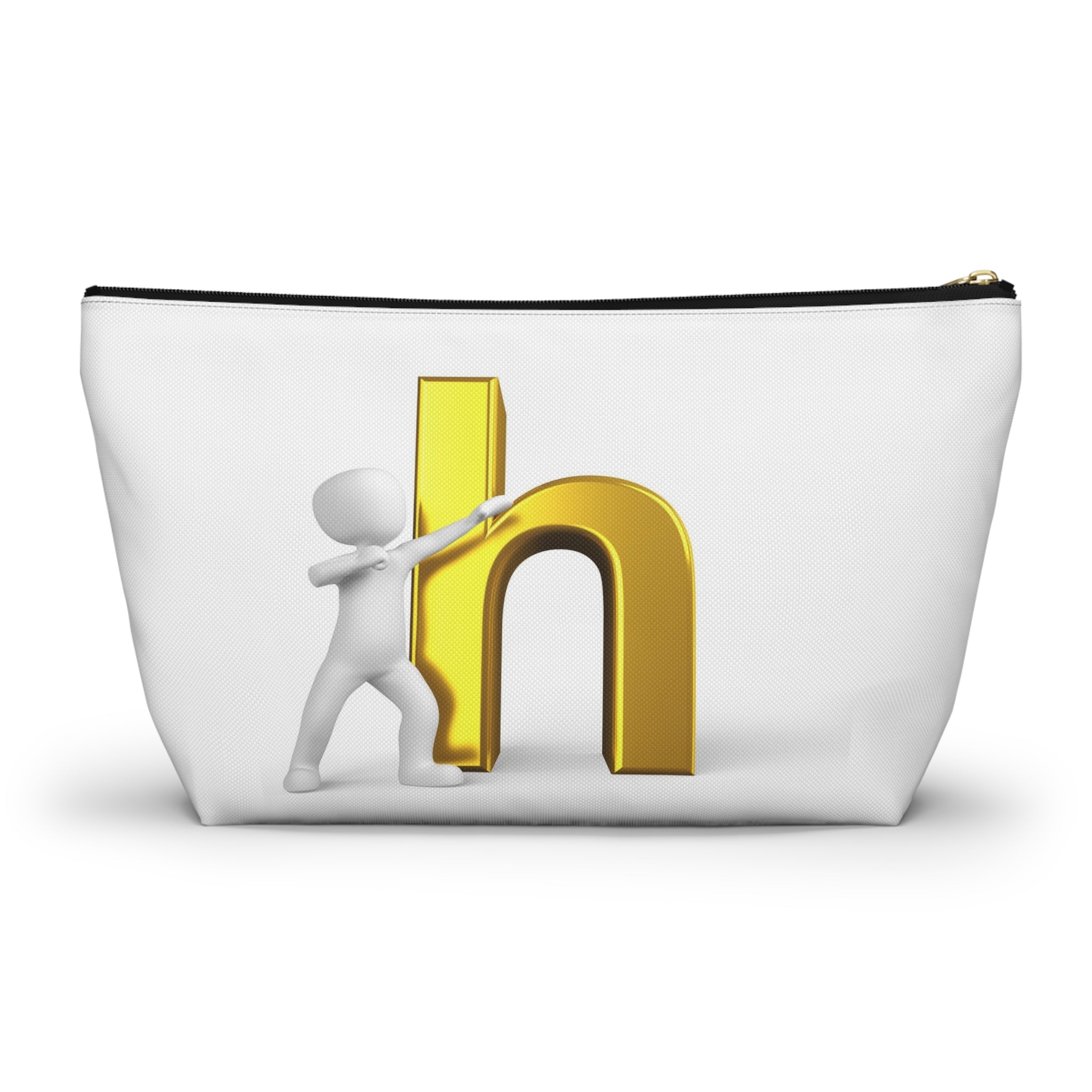 3D Person Pushing Gold Letter H Accessory Pouch