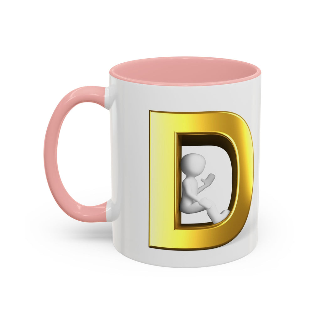 Goldbuchstabe D Monogramm-Tasse | Akzent-Kaffeetasse