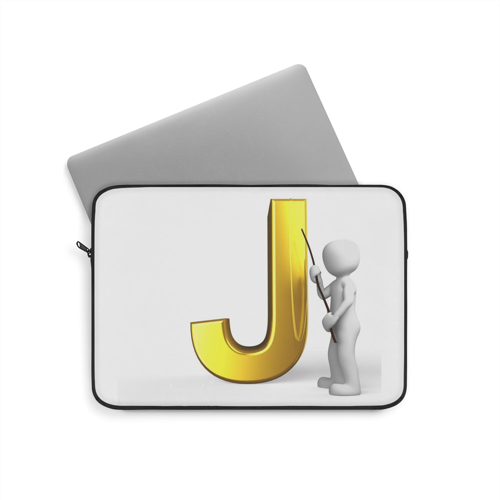 Gold Letter J with Figure Laptop Sleeve | Monogram Initial J