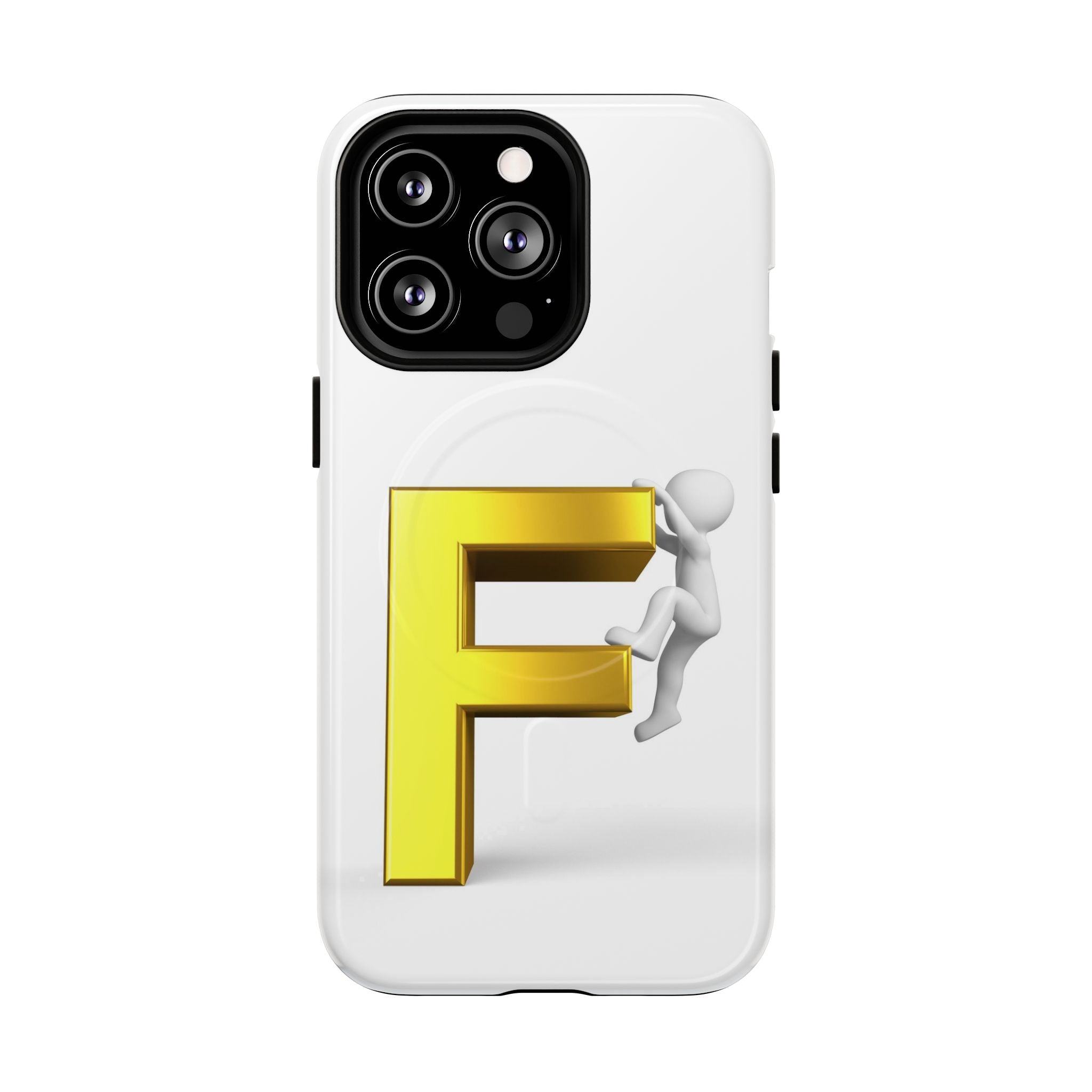 3D Gold Letter F Climber Phone Case | Magnetic Tough Case