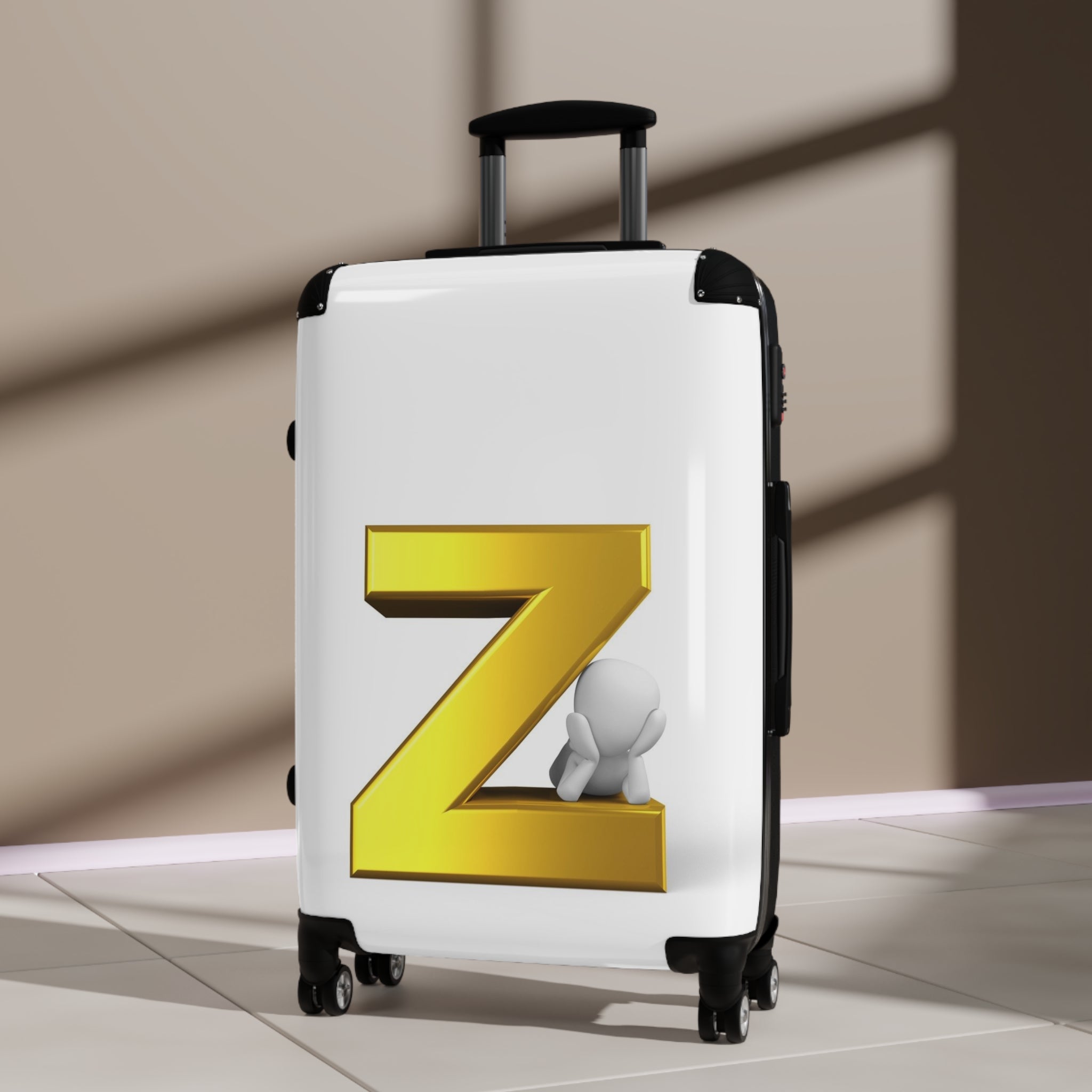 Gold Letter Z Monogram Suitcase | Personalized Luggage Initial