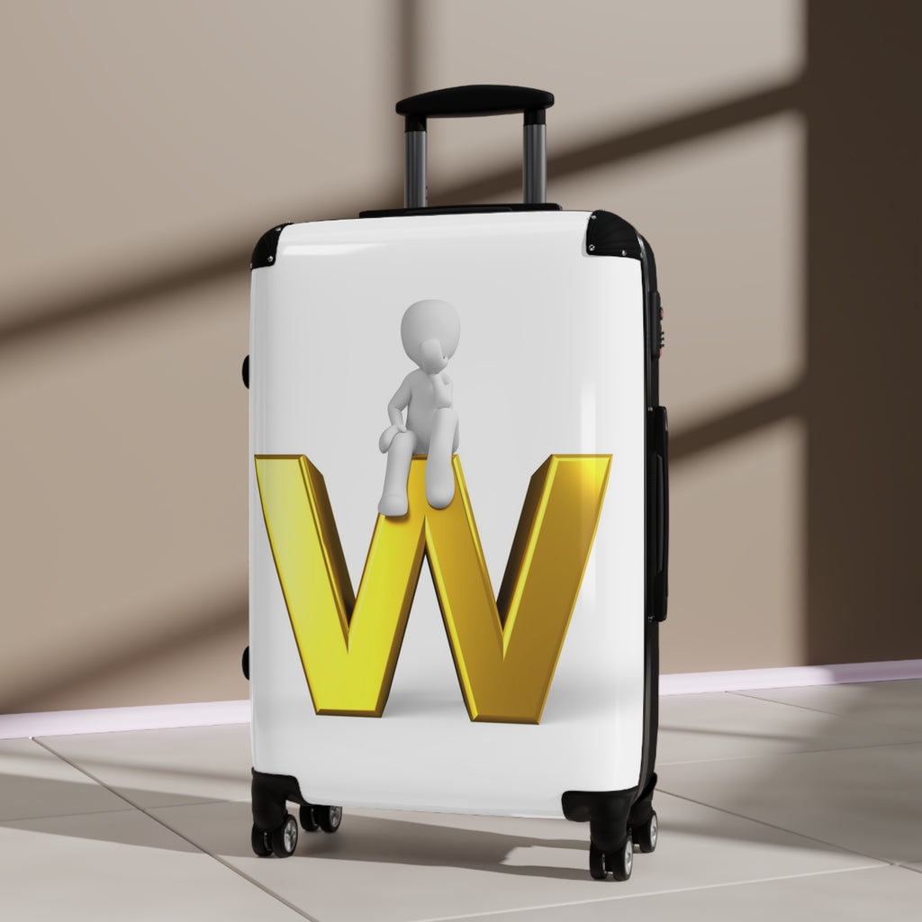 Gold Letter W Monogram Suitcase | Initial Luggage Cover
