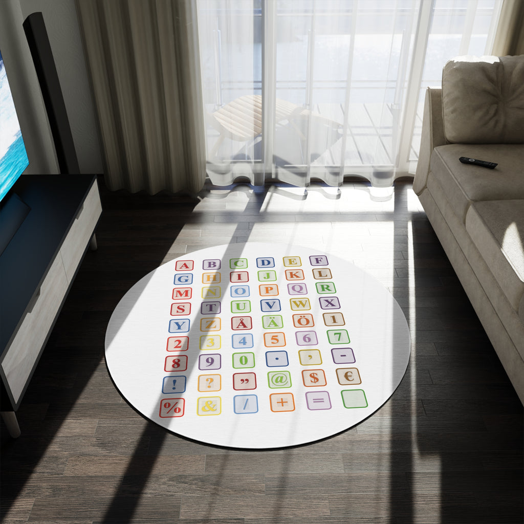 Alphabet Blocks Design Round Rug | Colorful Letters Numbers Symbols