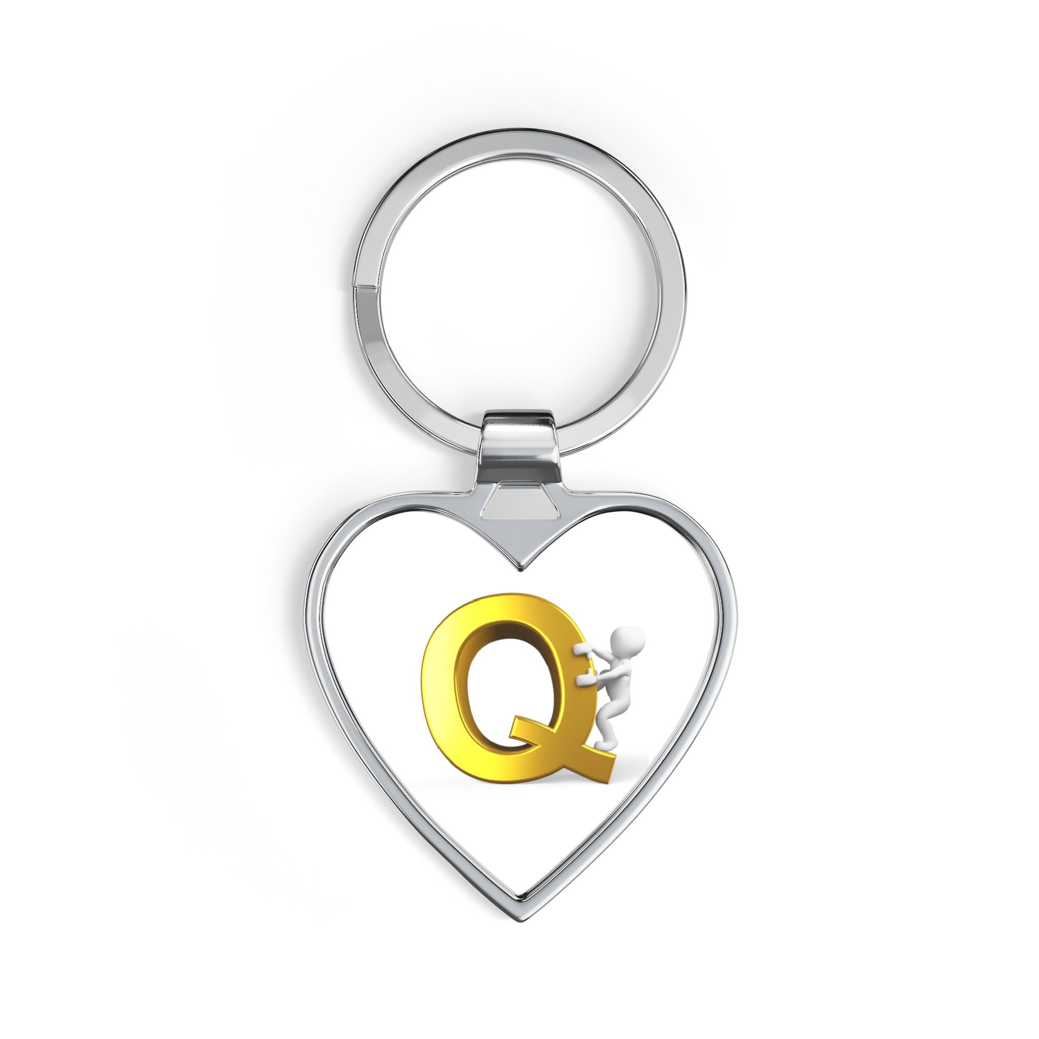 Gold Letter Q Heart Keychain | Initial Keyring, Monogram Accessory