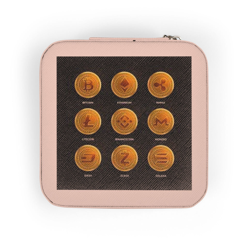 Crypto Currency Coins Jewelry Travel Case | Compact Organizer for Rings Earrings Necklaces
