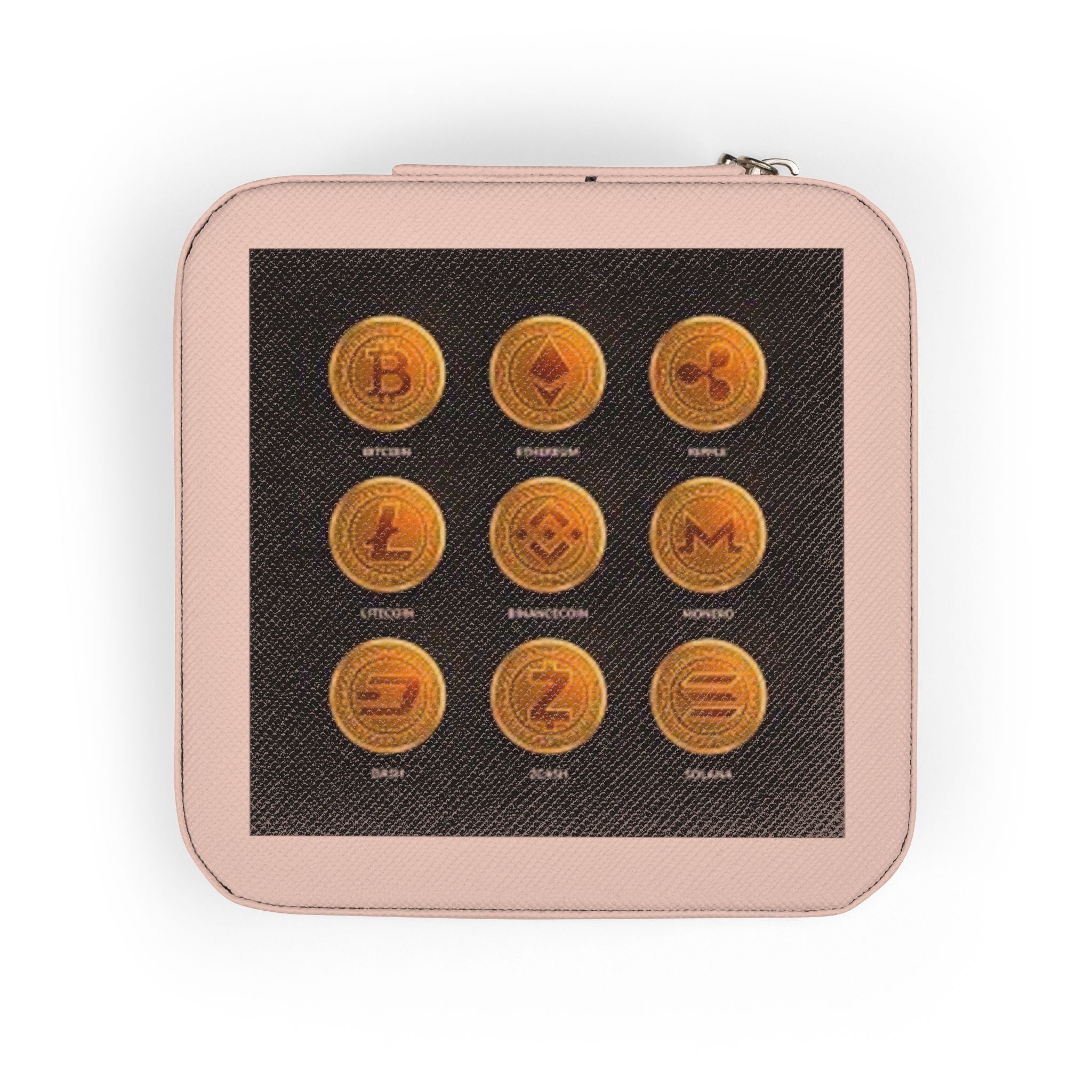 Crypto Currency Coins Jewelry Travel Case | Compact Organizer for Rings Earrings Necklaces