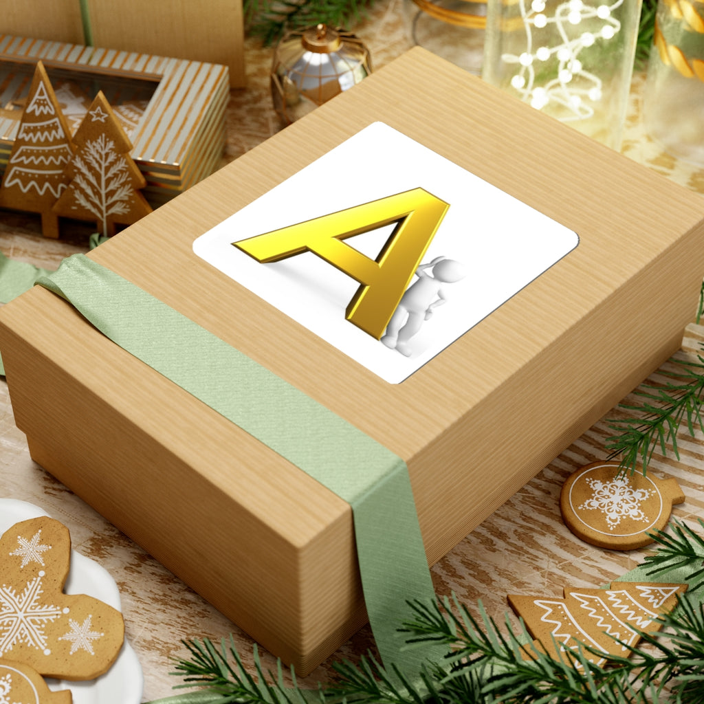 Gold Letter A with 3D Figure Sticker