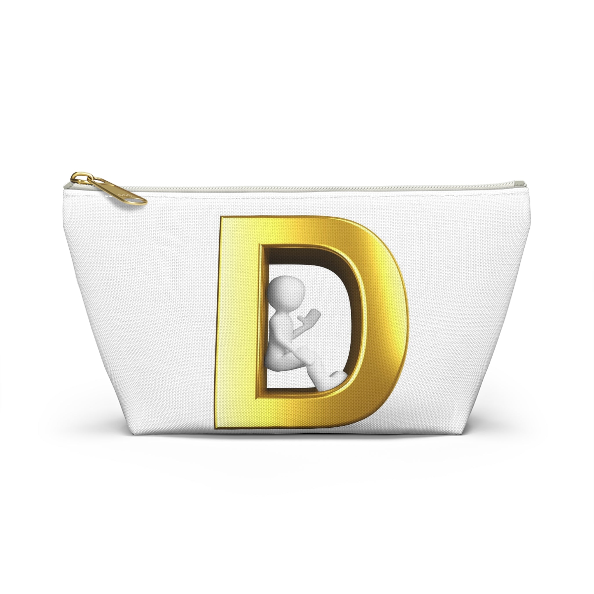 Gold Letter D with 3D Figure Accessory Pouch