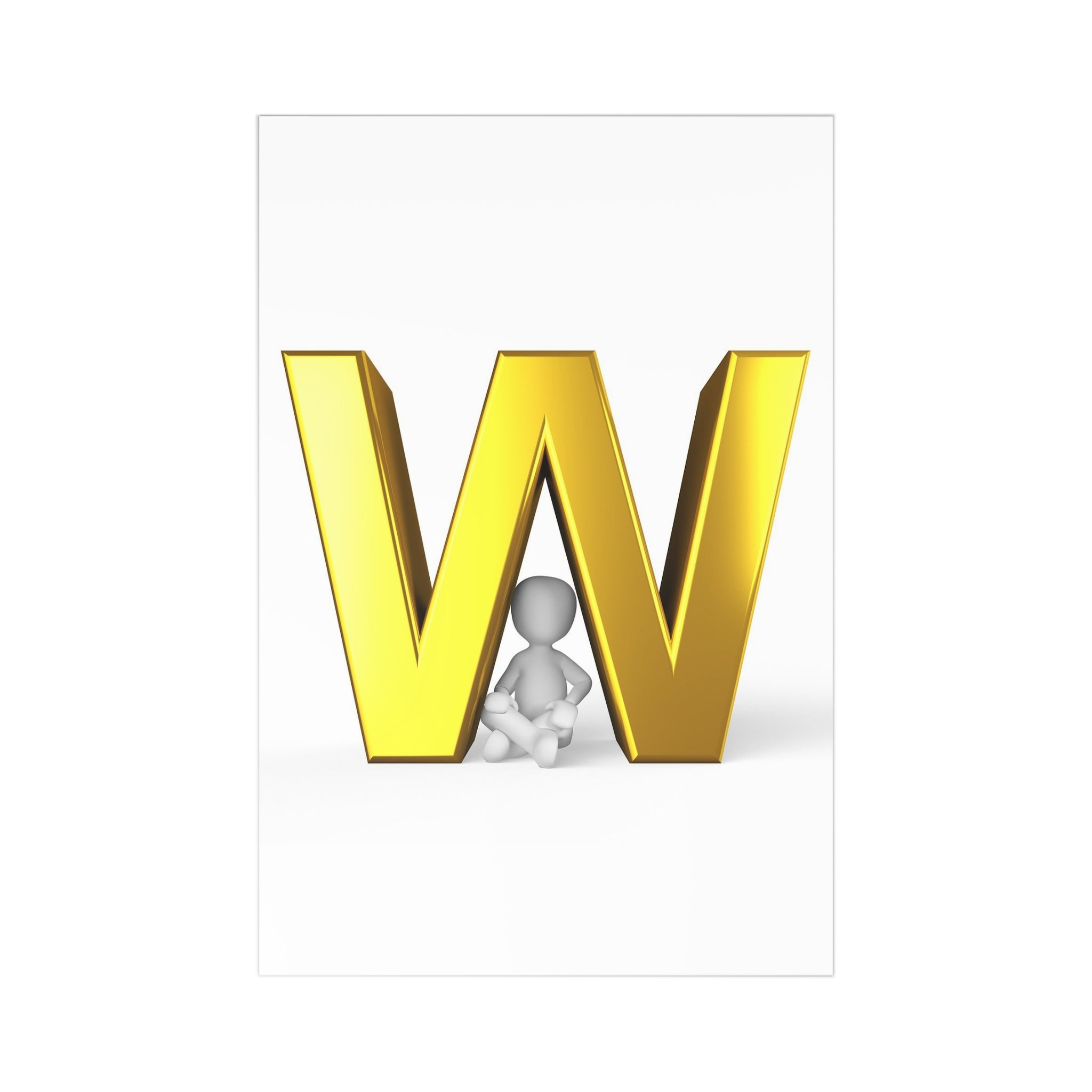 Gold Letter W Postcard Set, Alphabet Initial Postcards | 7 Pack
