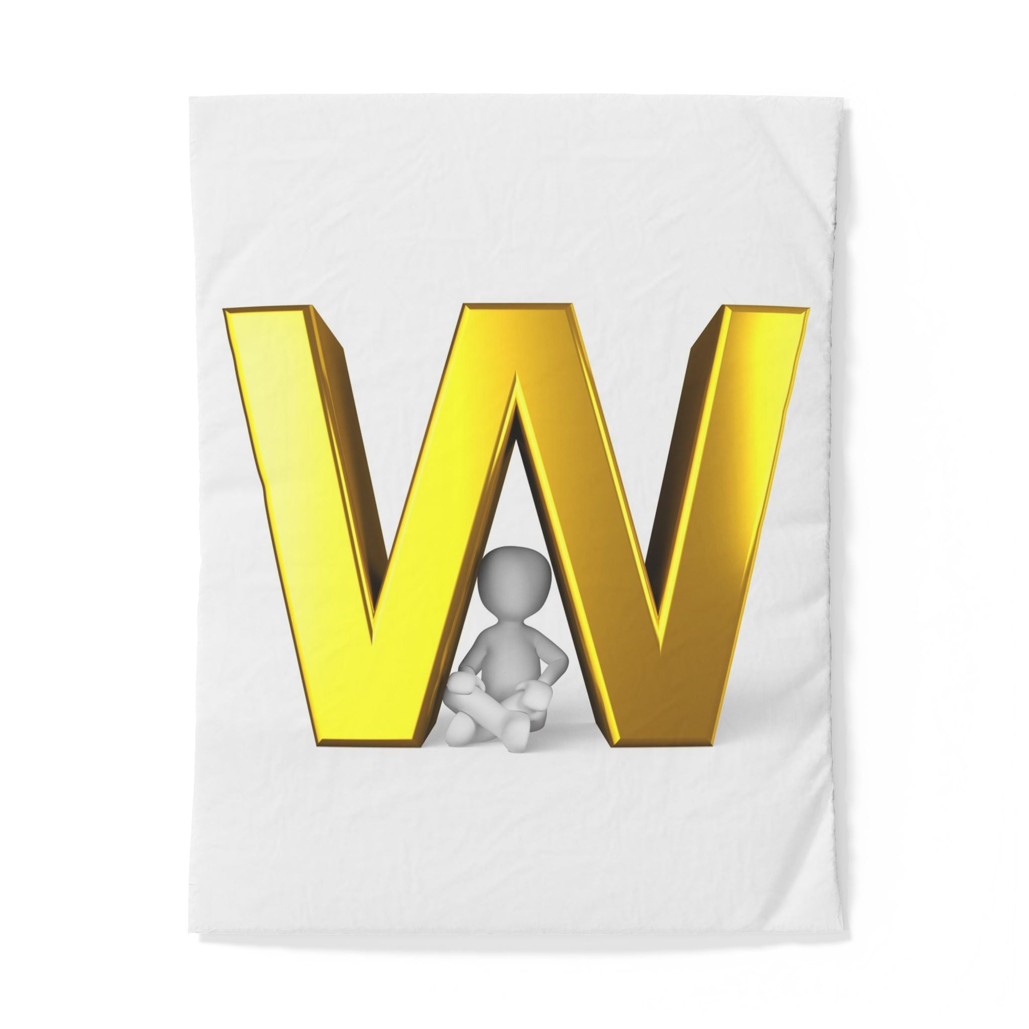 Gold Letter W Initial Duvet Cover | Monogram Bedding
