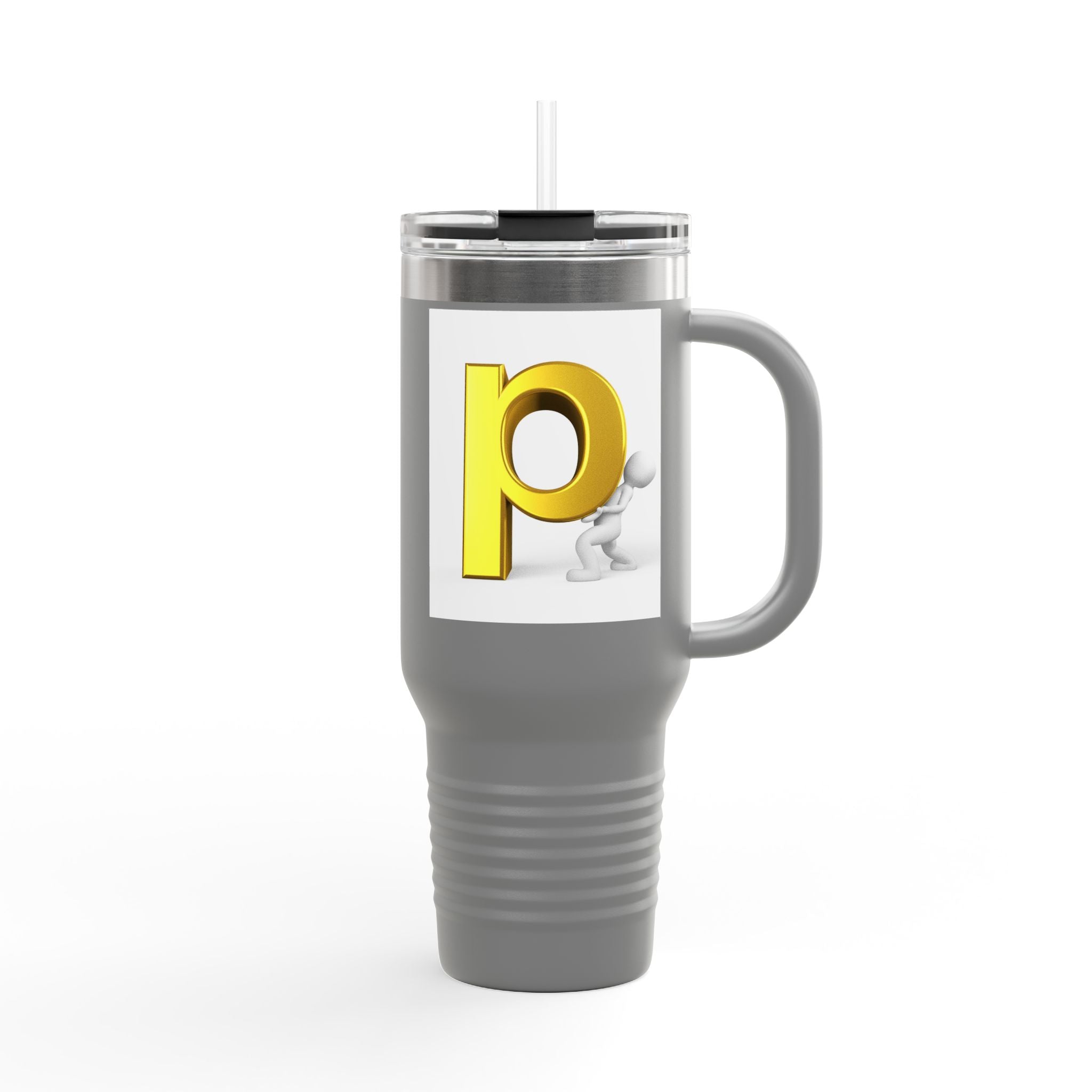 Yellow 3D Letter P Monogram Tumbler 40oz Travel Mug