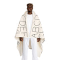 Alphabet Dot Pattern Hooded Sherpa Blanket | Cozy Letter Print Throw