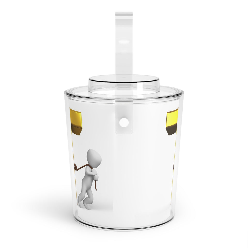 3D Stick Figure Pulling Gold Letter T Ice Bucket